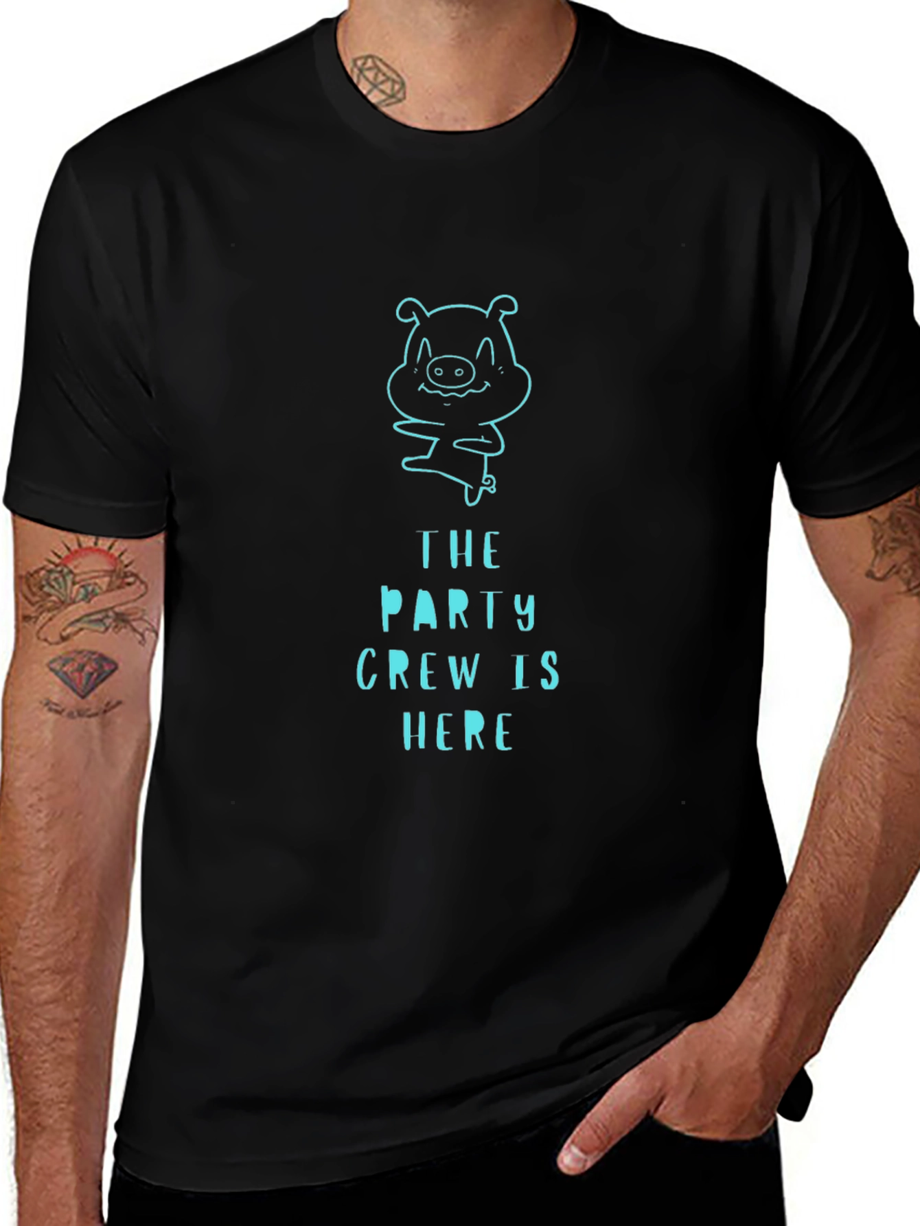 Party Crew Pig Graphic Tee - Black T-Shirt
