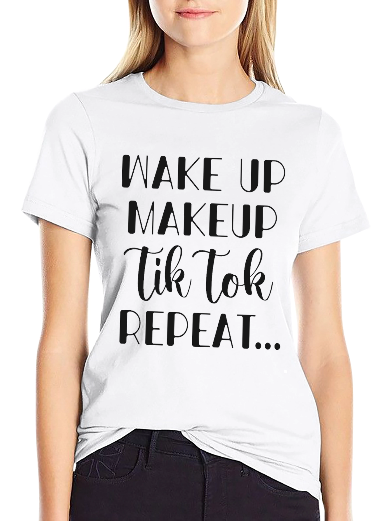 Eat Sleep TikTok Repeat Black T-Shirt