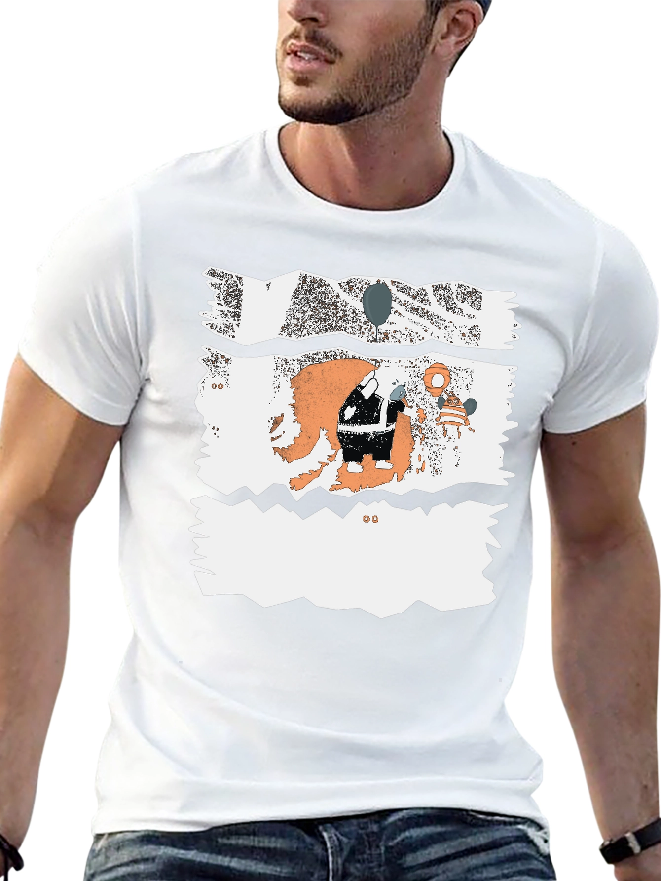 Unique Graphic Print Black Cotton Blend Casual T-Shirt