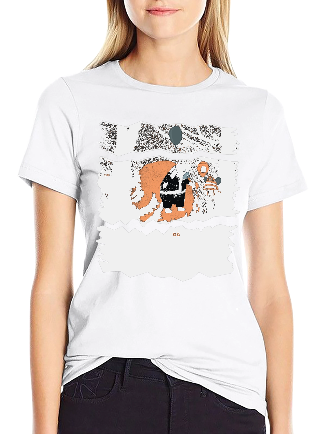 Unique Graphic Print Black Cotton Blend Casual T-Shirt