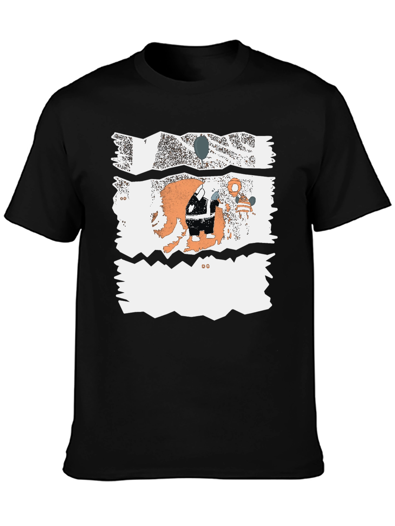 Unique Graphic Print Black Cotton Blend Casual T-Shirt