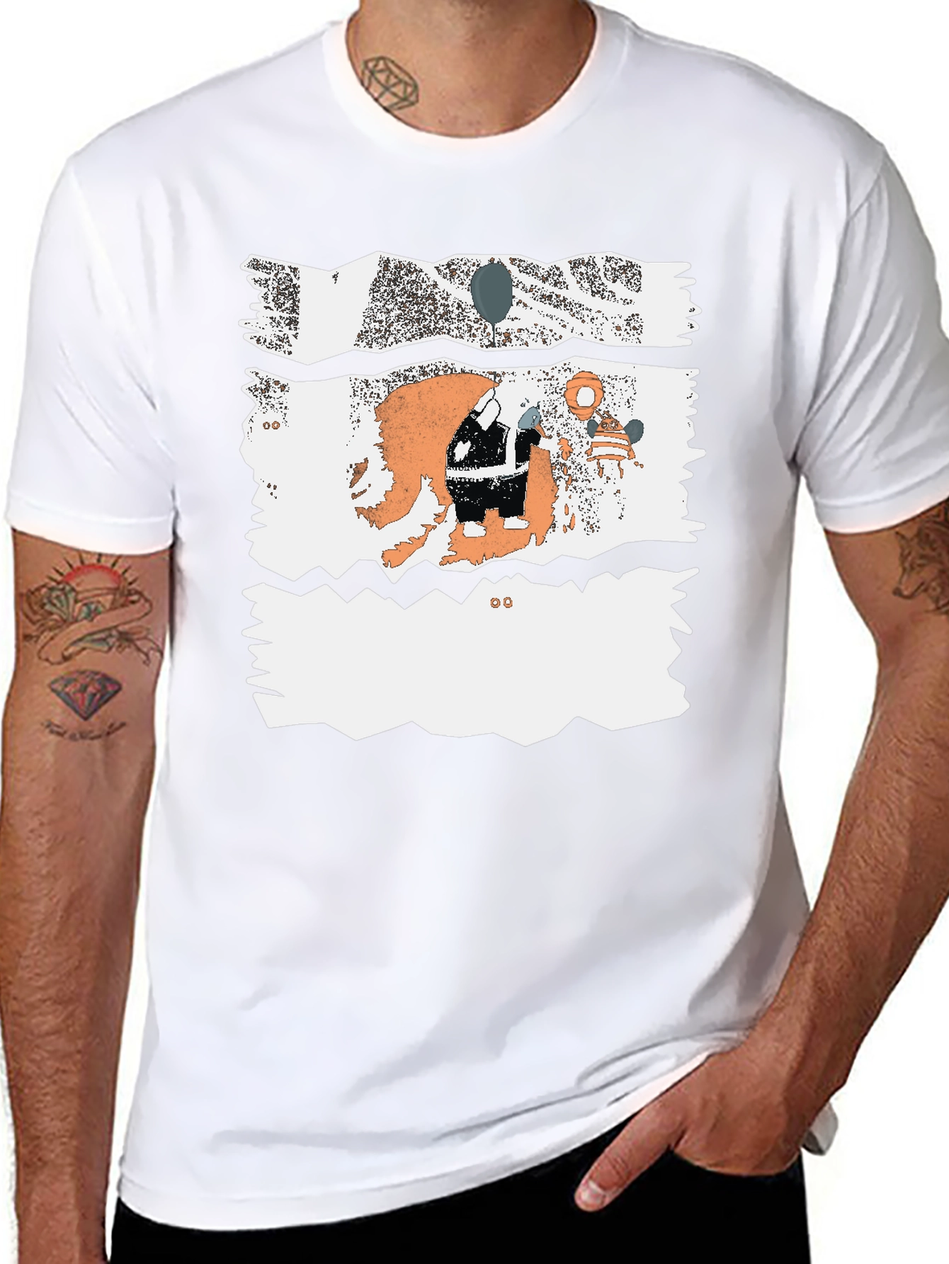 Unique Graphic Print Black Cotton Blend Casual T-Shirt