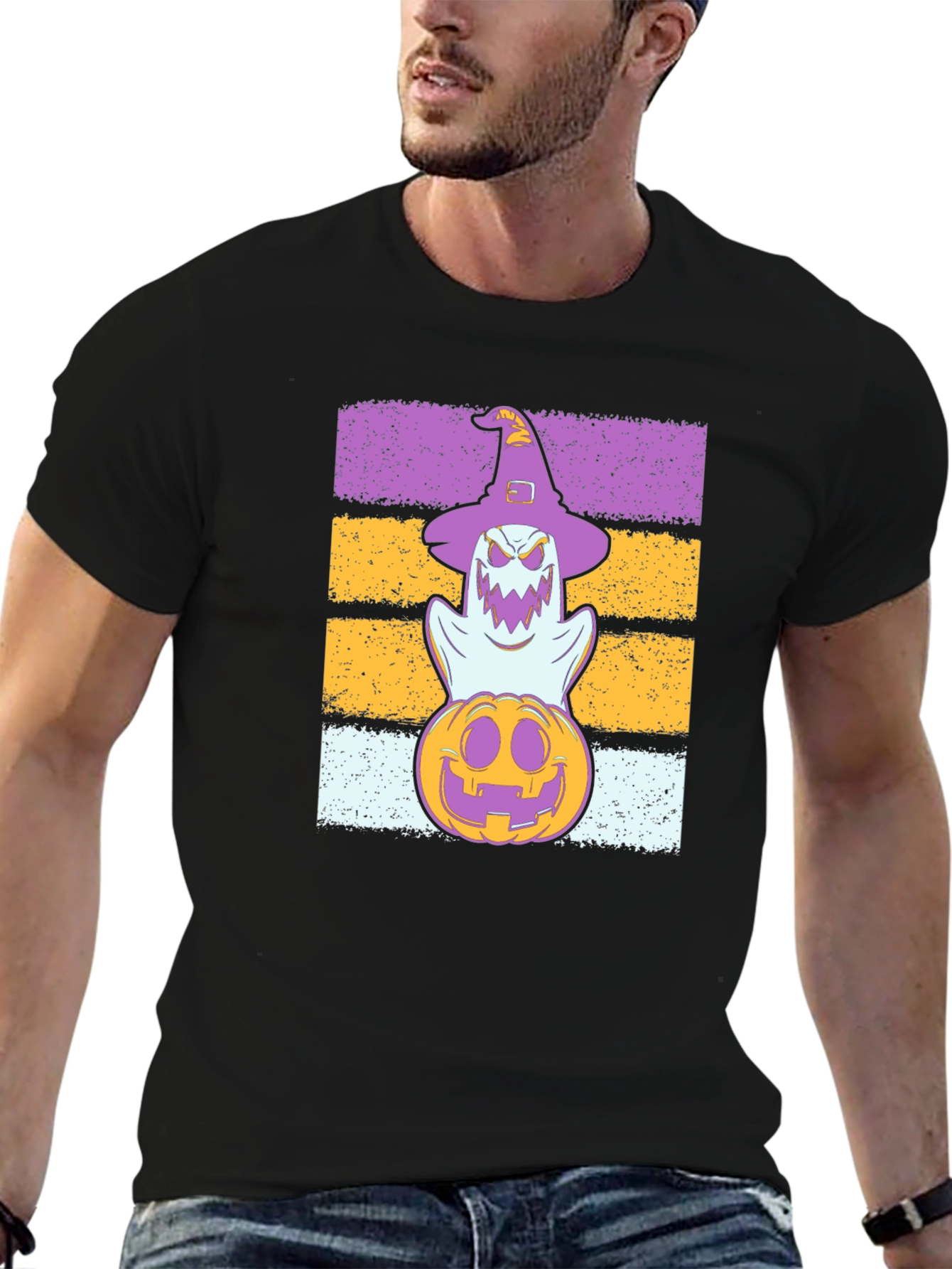 Halloween Ghost Pumpkin Stack T-Shirt