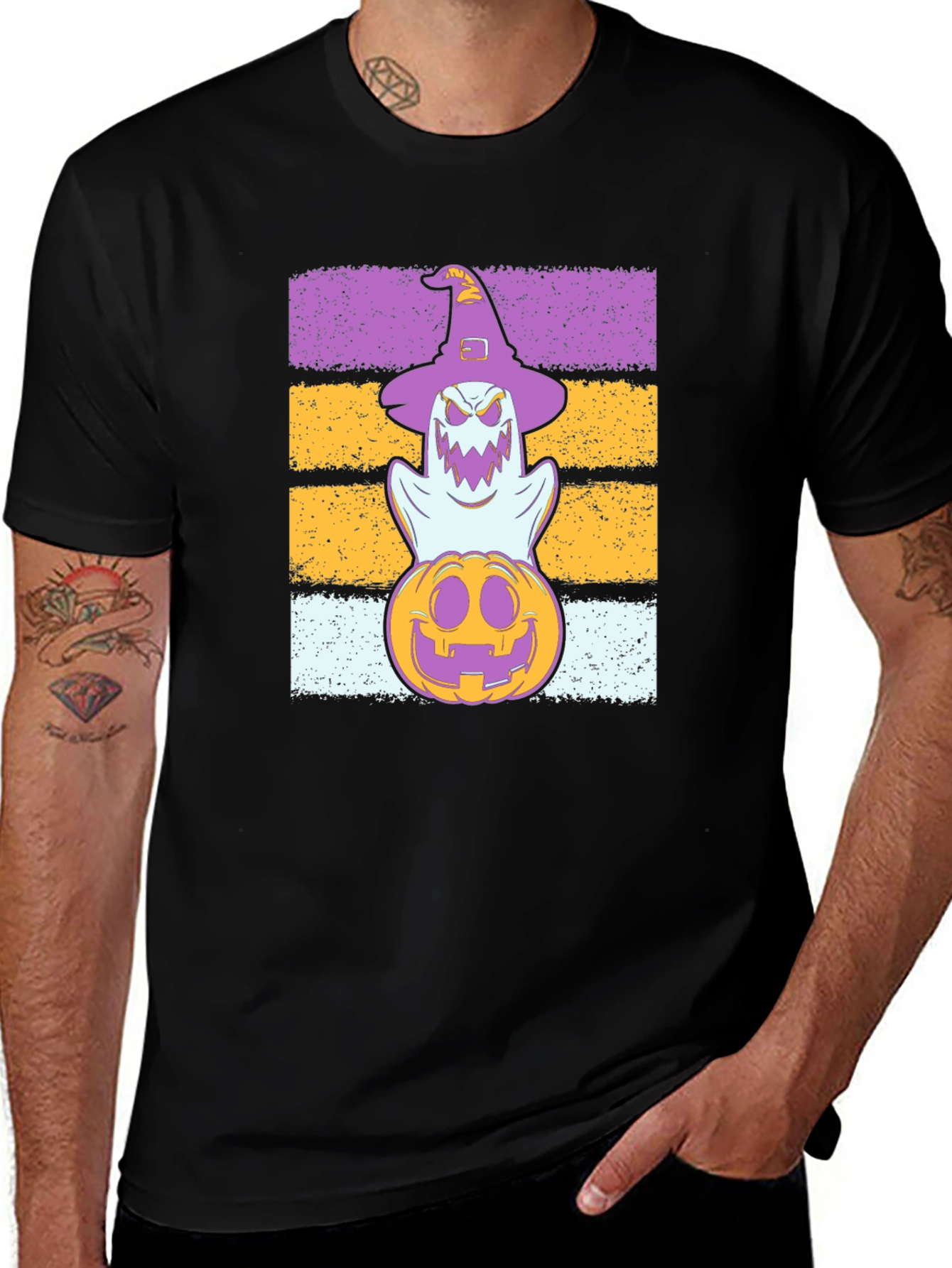 Halloween Ghost Pumpkin Stack T-Shirt