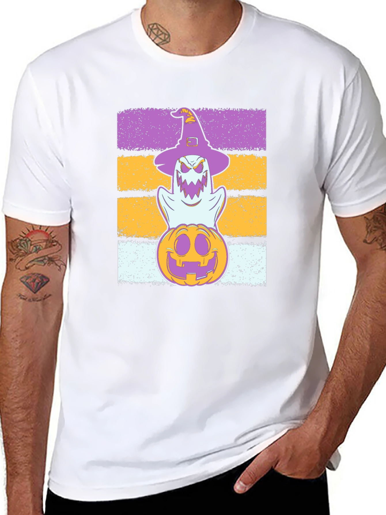 Halloween Ghost Pumpkin Stack T-Shirt