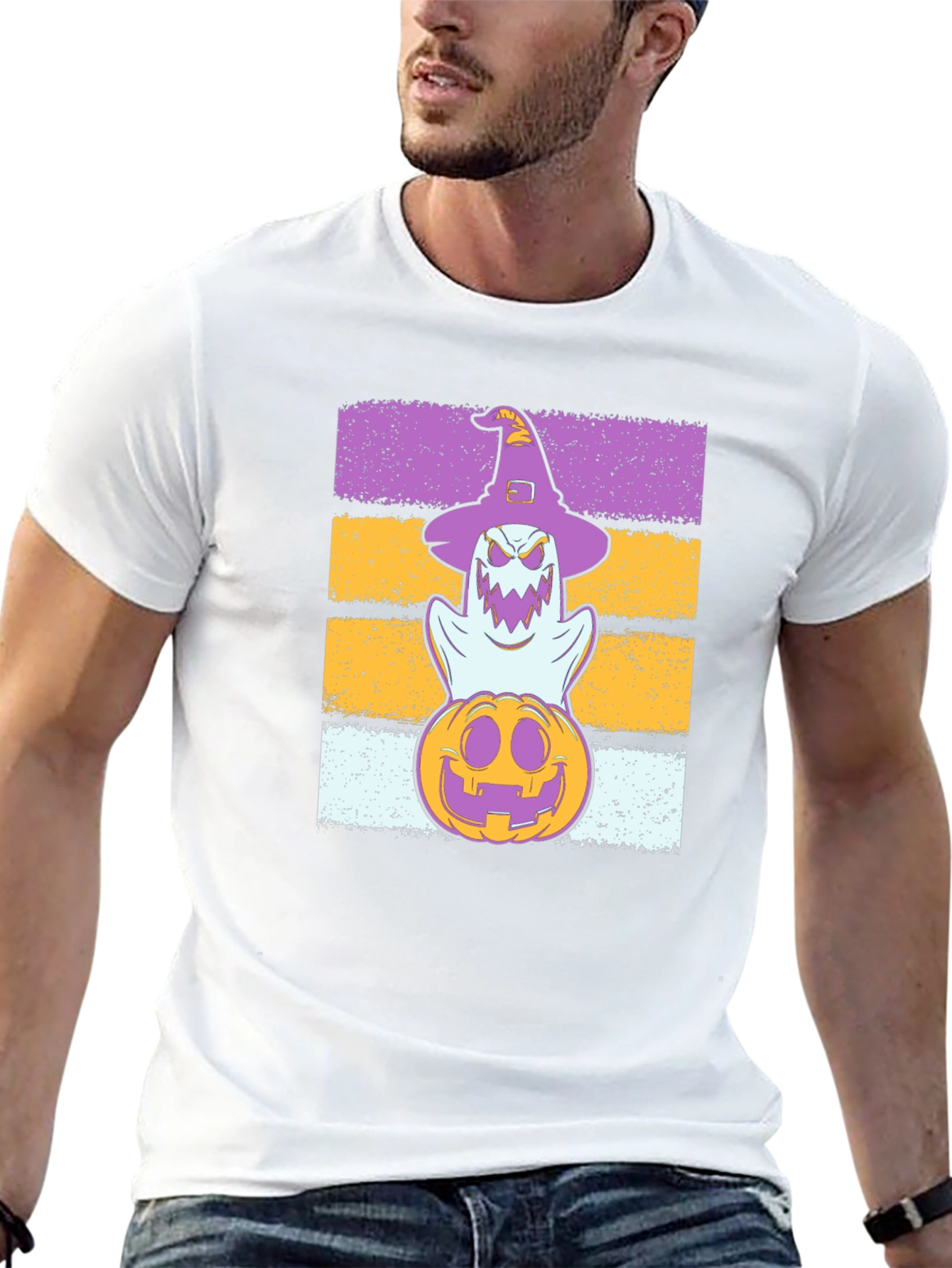Halloween Ghost Pumpkin Stack T-Shirt
