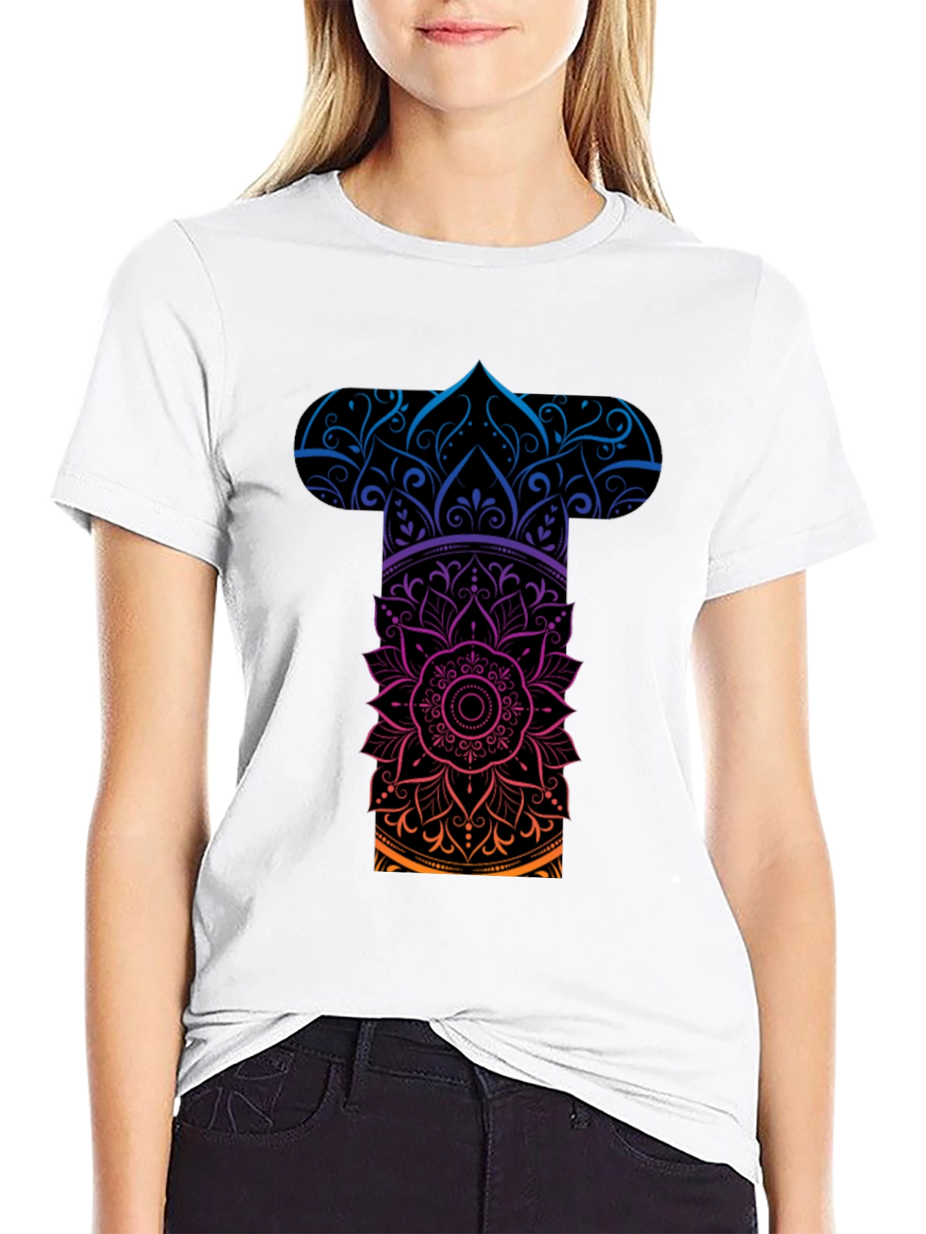 Mens Mandala Graphic Tee - Gradient Black T-Shirt