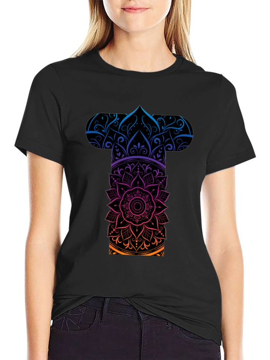 Mens Mandala Graphic Tee - Gradient Black T-Shirt