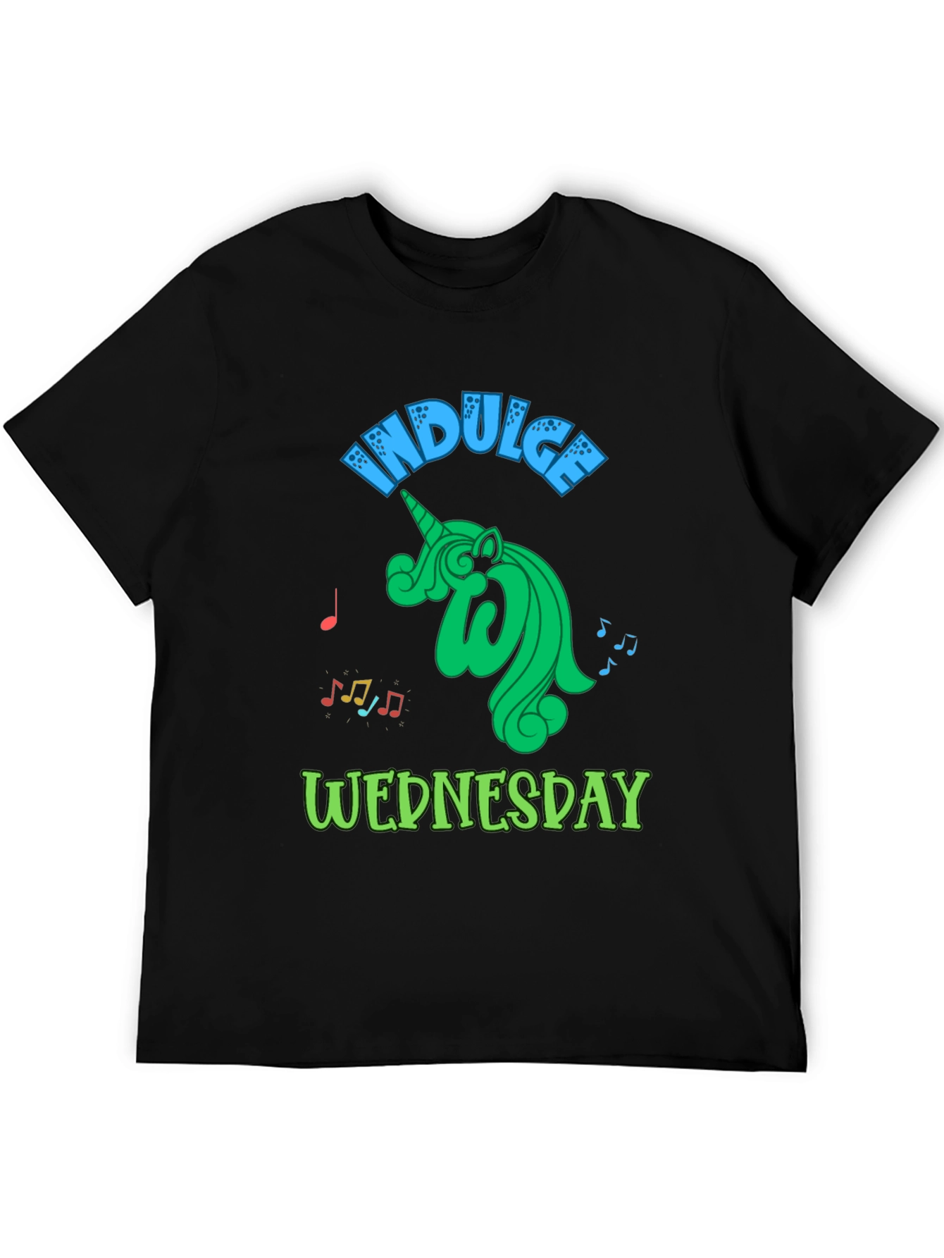 Indulge Wednesday Black T-Shirt Unicorn Design