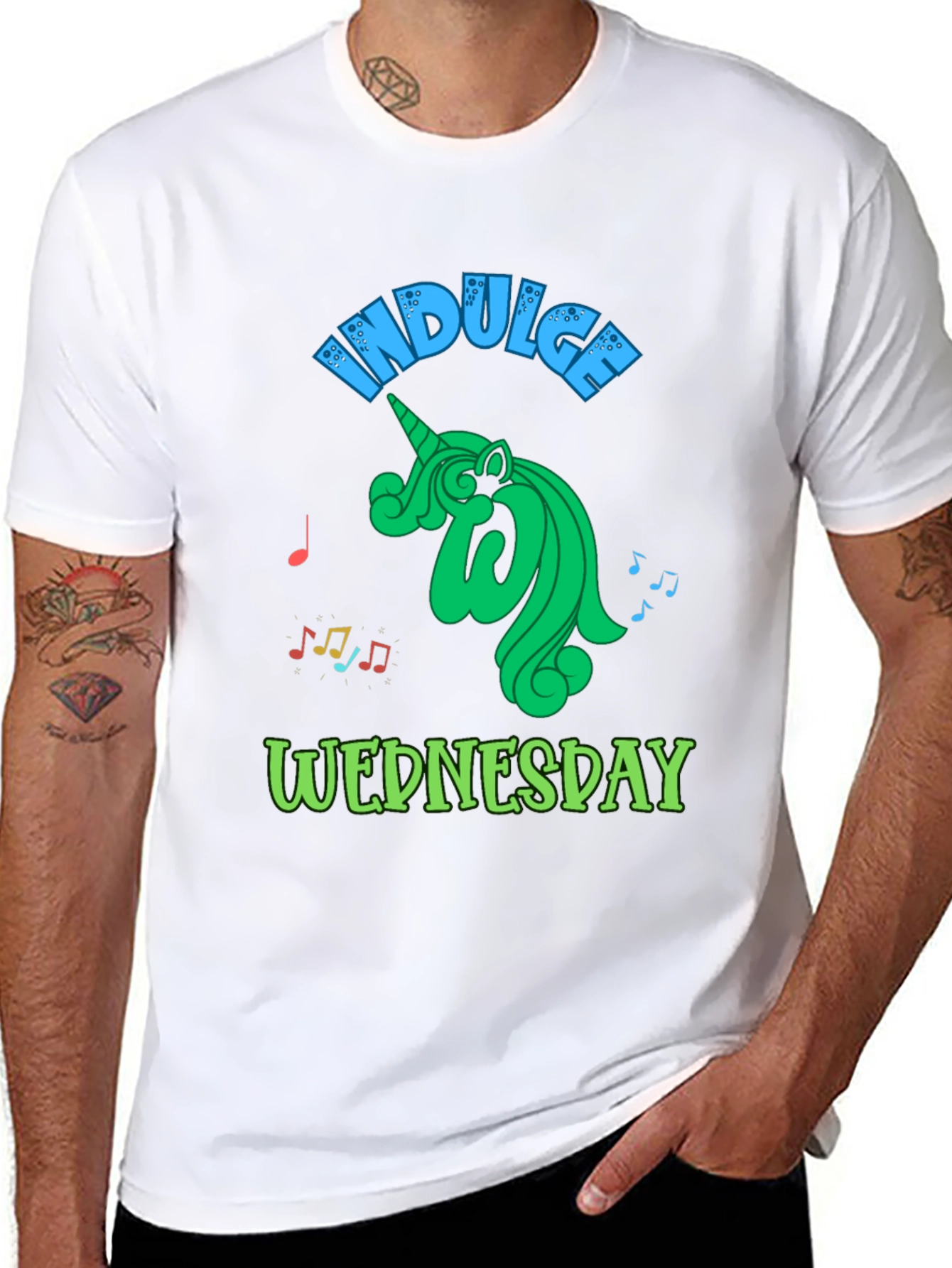 Indulge Wednesday Black T-Shirt Unicorn Design