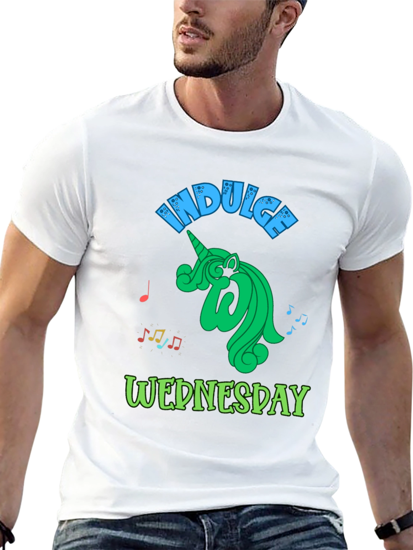 Indulge Wednesday Black T-Shirt Unicorn Design