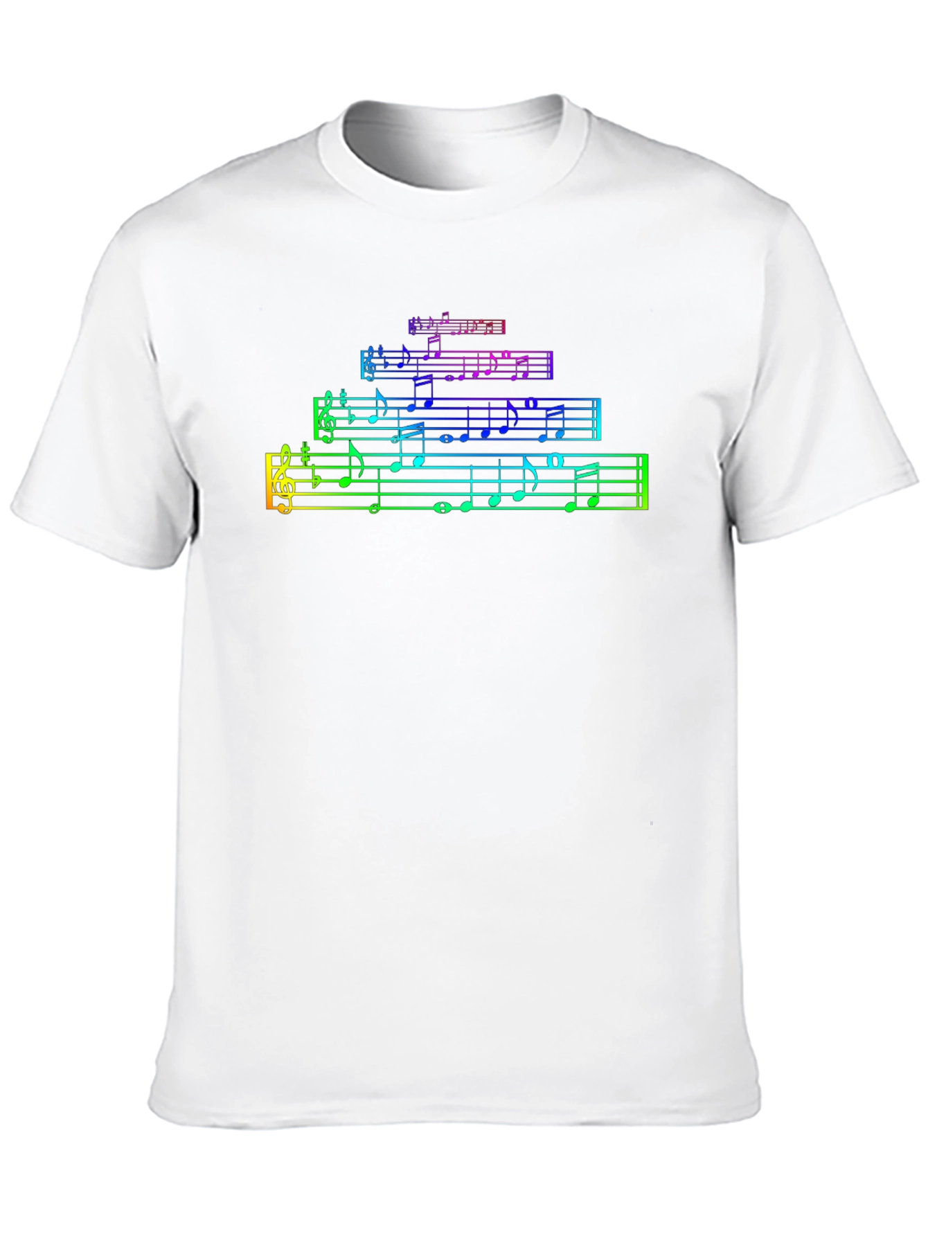 Rainbow Music Notes Black T-Shirt