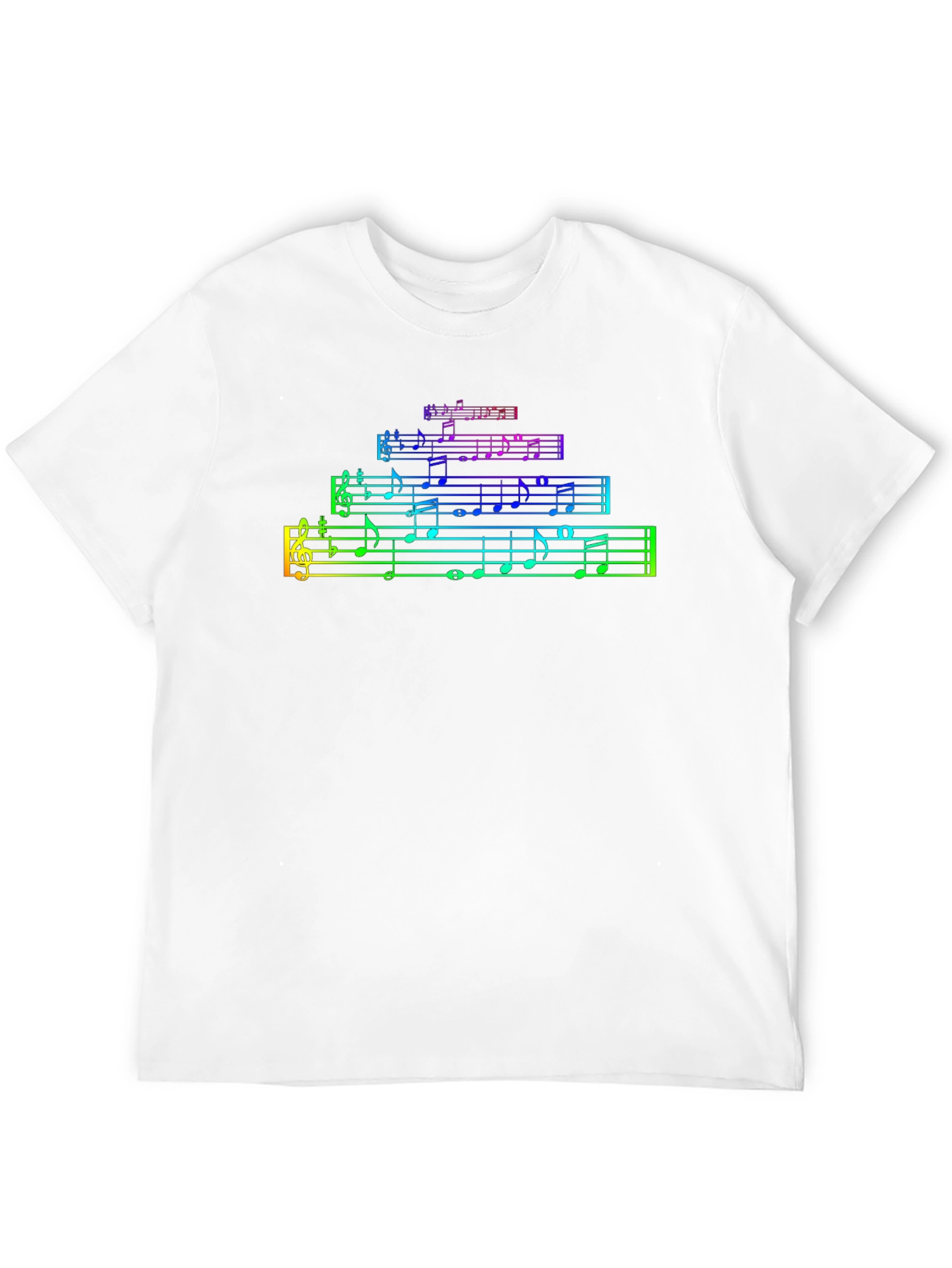 Rainbow Music Notes Black T-Shirt