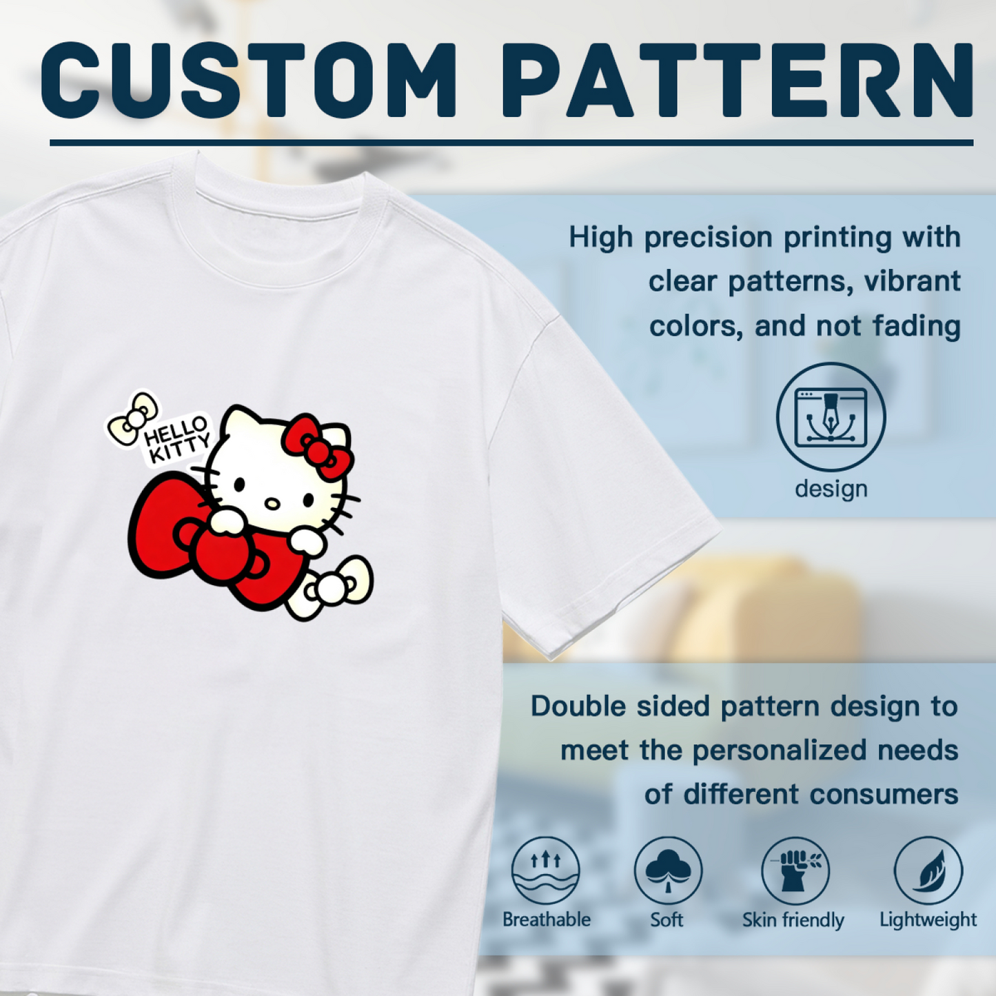 Big Bow Hello Kitty Cute Minimalist Plus?Size Ladies Tee