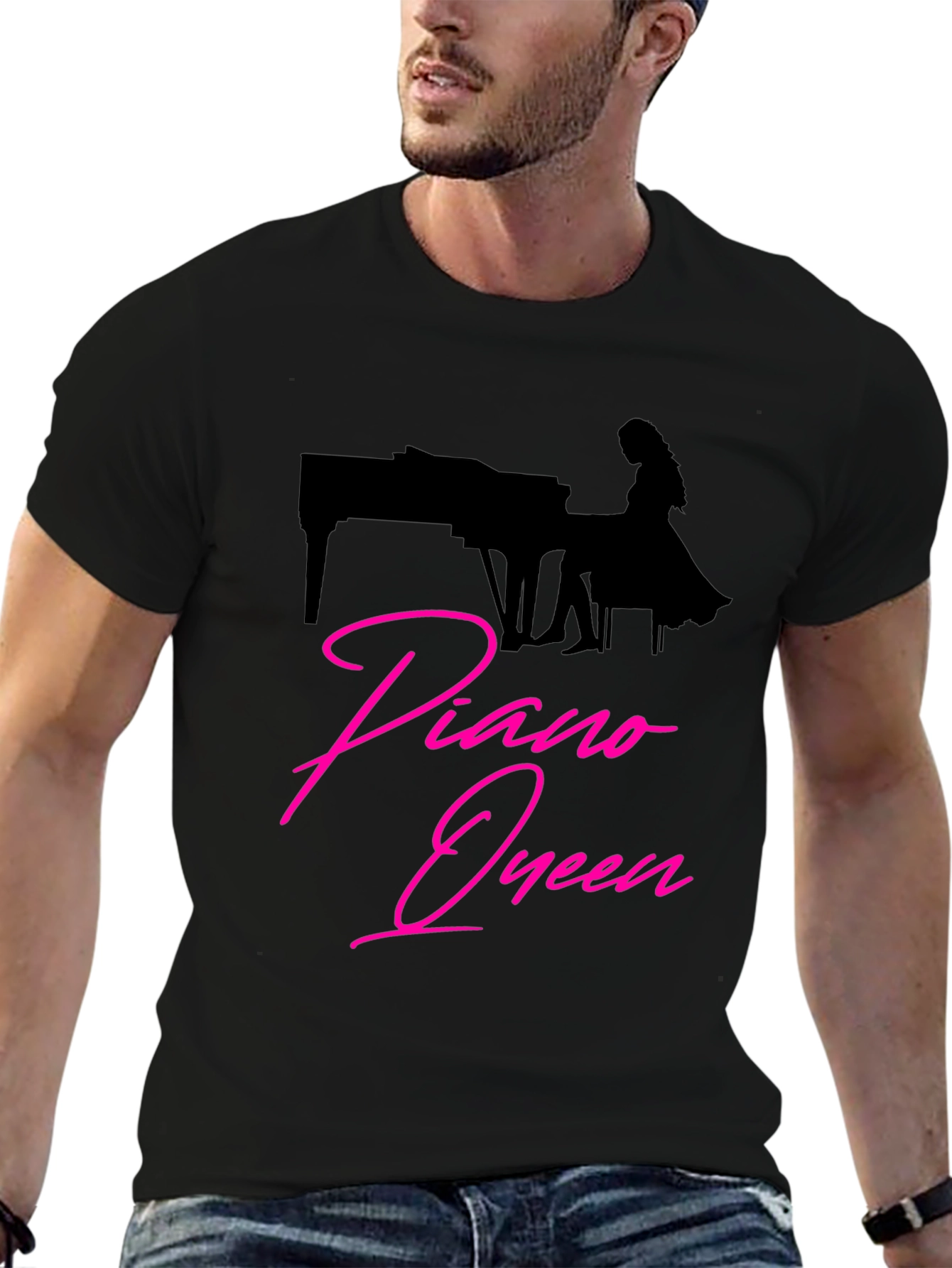Piano Queen Graphic T-Shirt - Black