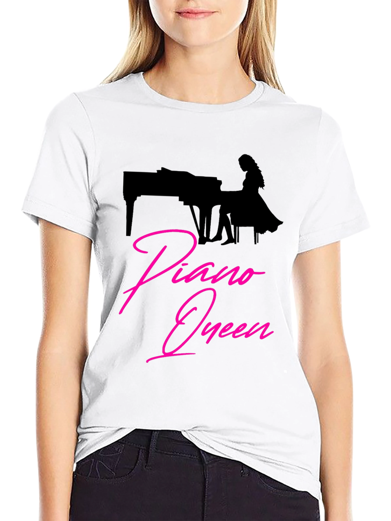 Piano Queen Graphic T-Shirt - Black