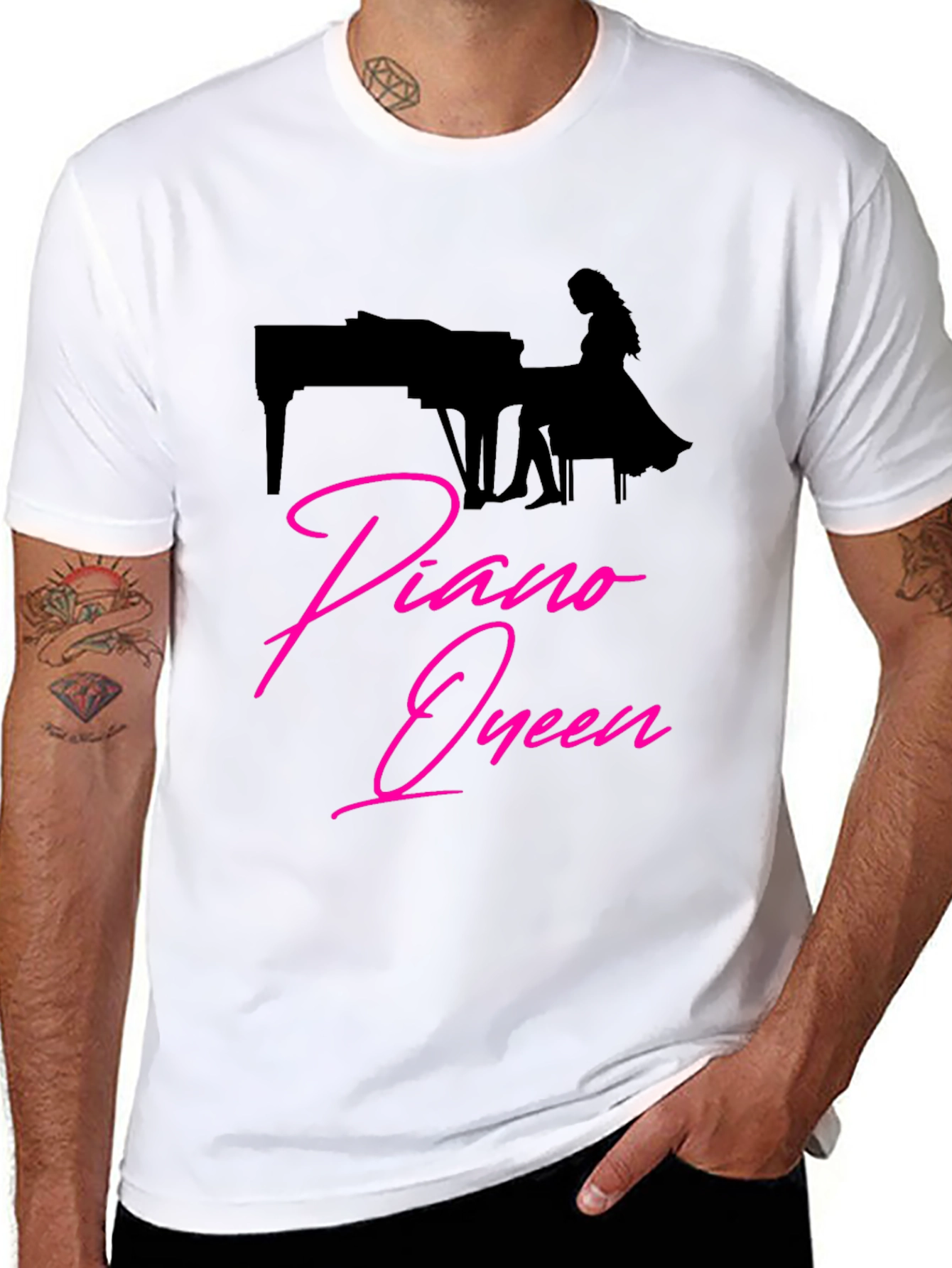 Piano Queen Graphic T-Shirt - Black