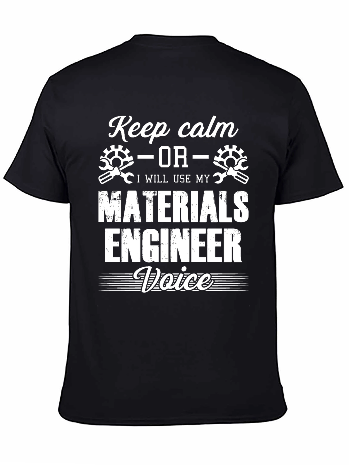 Keep Calm Materials Engineer Black T-Shirt