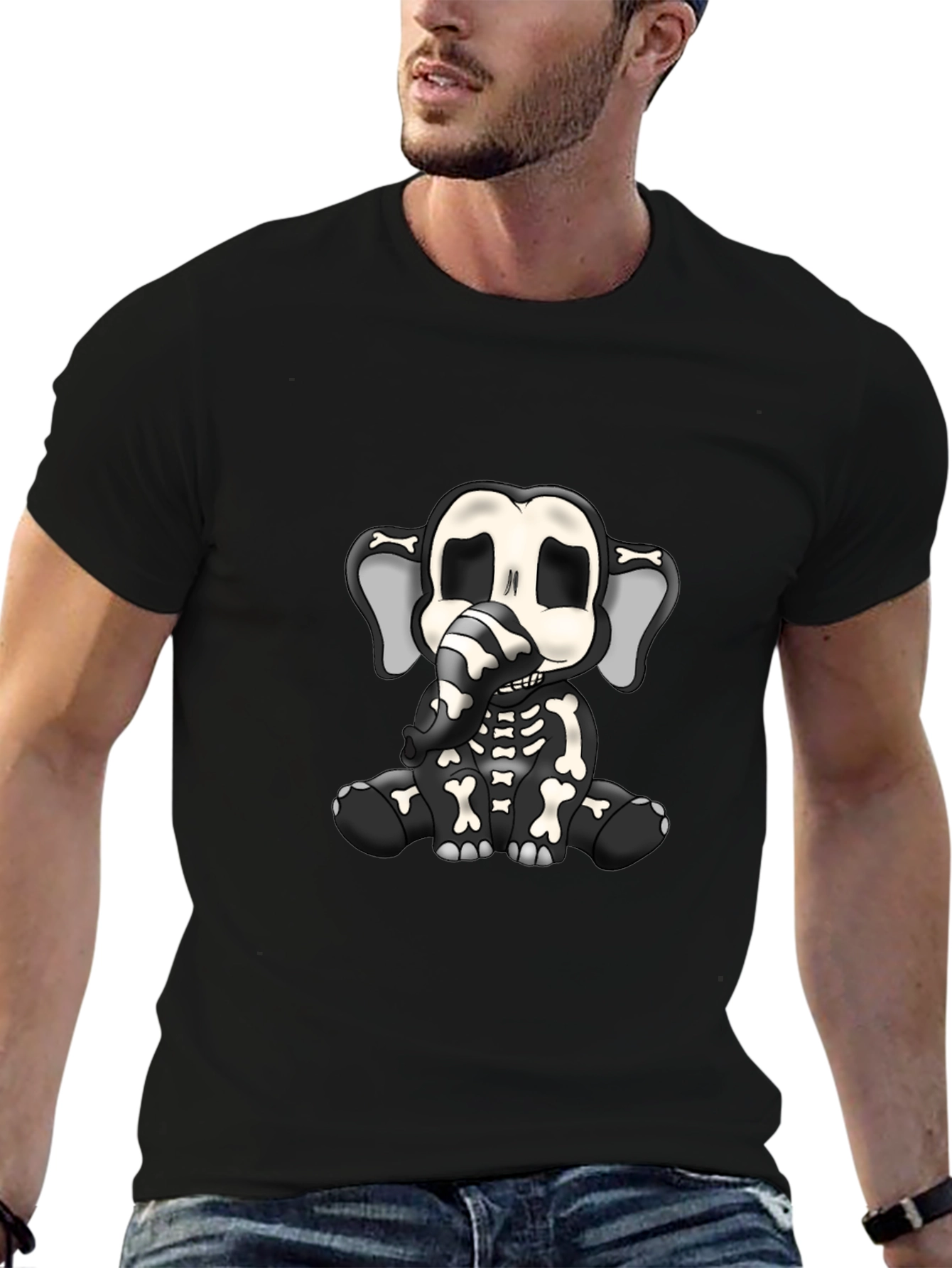 Elephant Skeleton Graphic T-Shirt