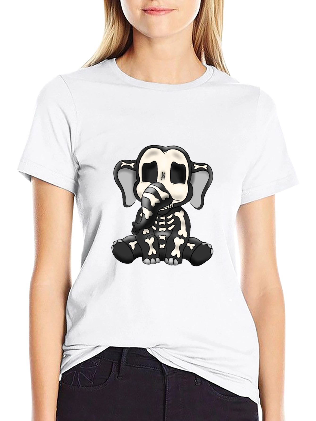 Elephant Skeleton Graphic T-Shirt