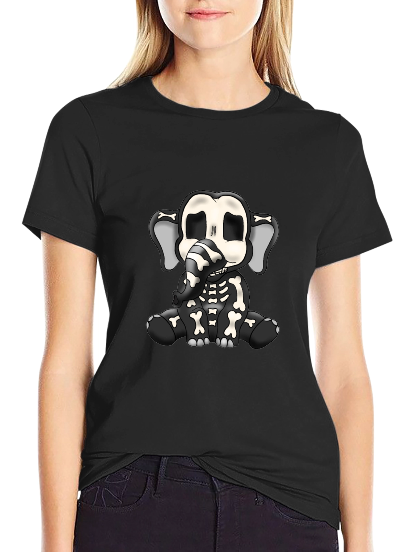 Elephant Skeleton Graphic T-Shirt