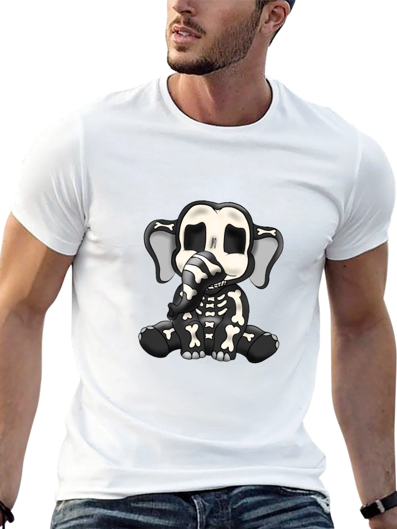 Elephant Skeleton Graphic T-Shirt