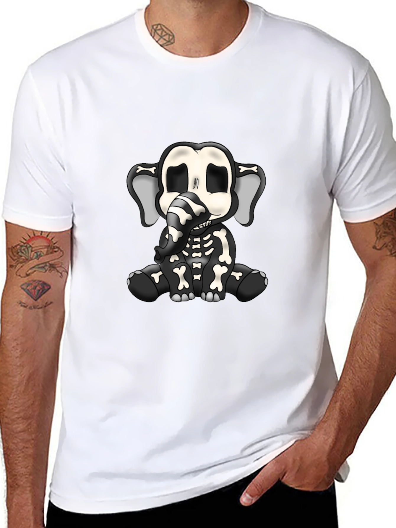 Elephant Skeleton Graphic T-Shirt