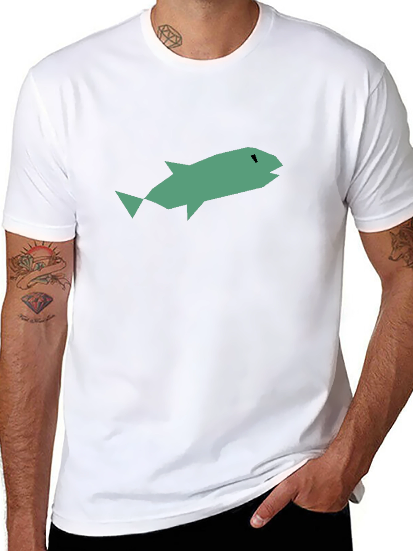 Abstract Fish Graphic Black T-Shirt