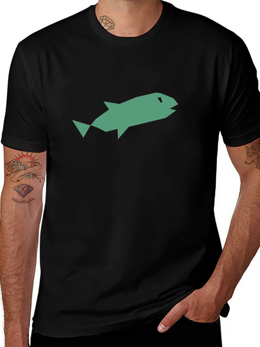 Abstract Fish Graphic Black T-Shirt