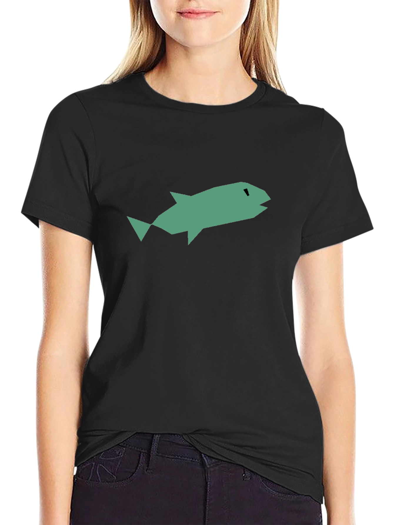 Abstract Fish Graphic Black T-Shirt