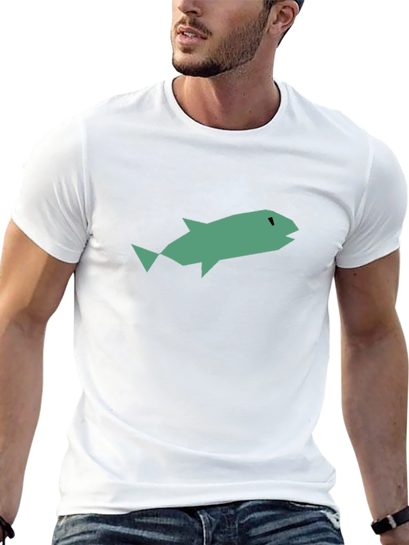 Abstract Fish Graphic Black T-Shirt