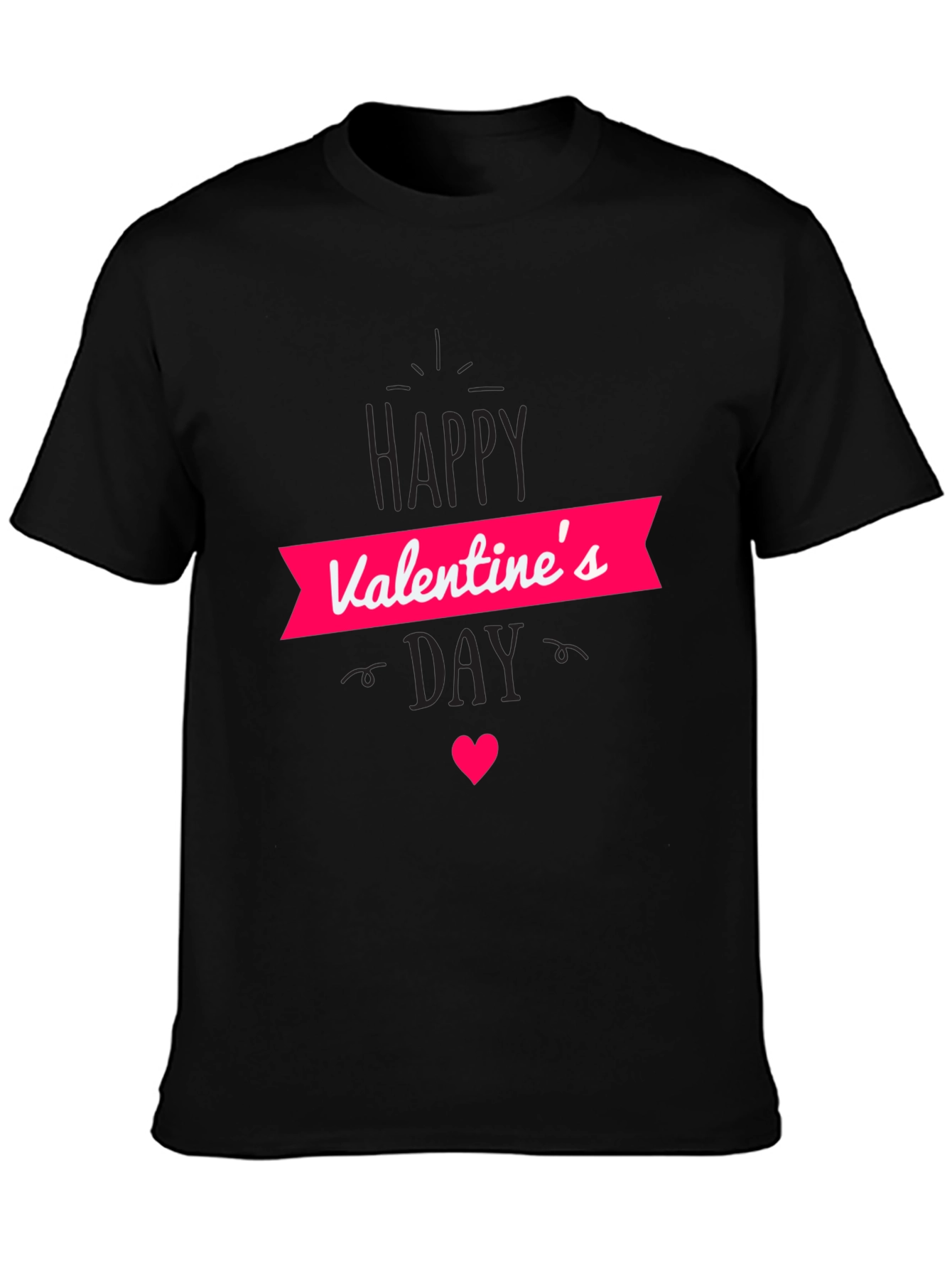 Valentines Day Graphic Black T-Shirt