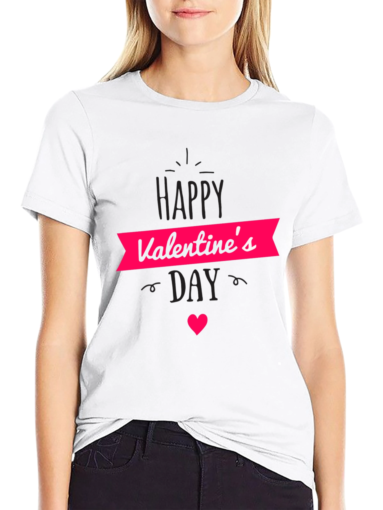 Valentines Day Graphic Black T-Shirt
