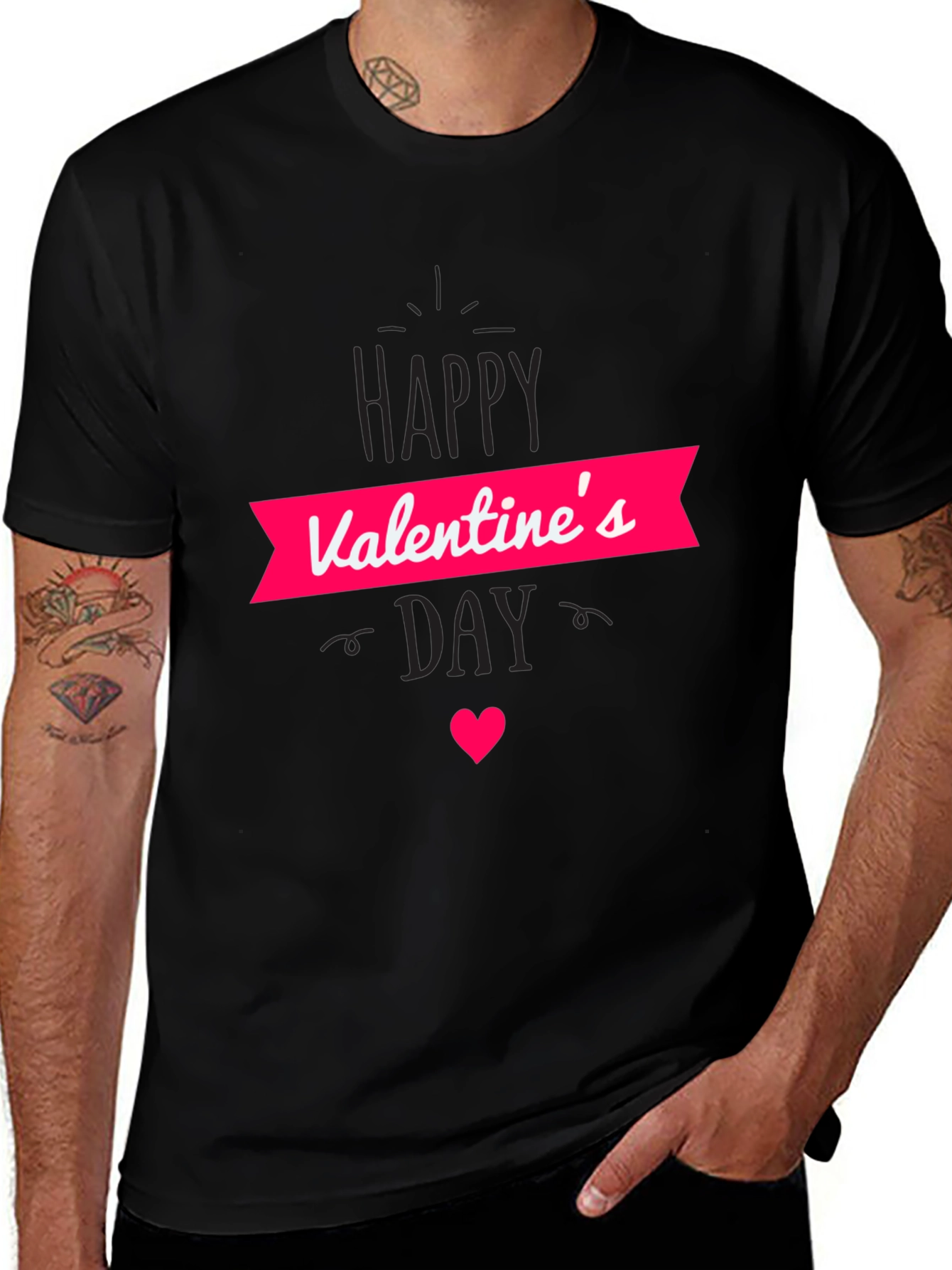 Valentines Day Graphic Black T-Shirt