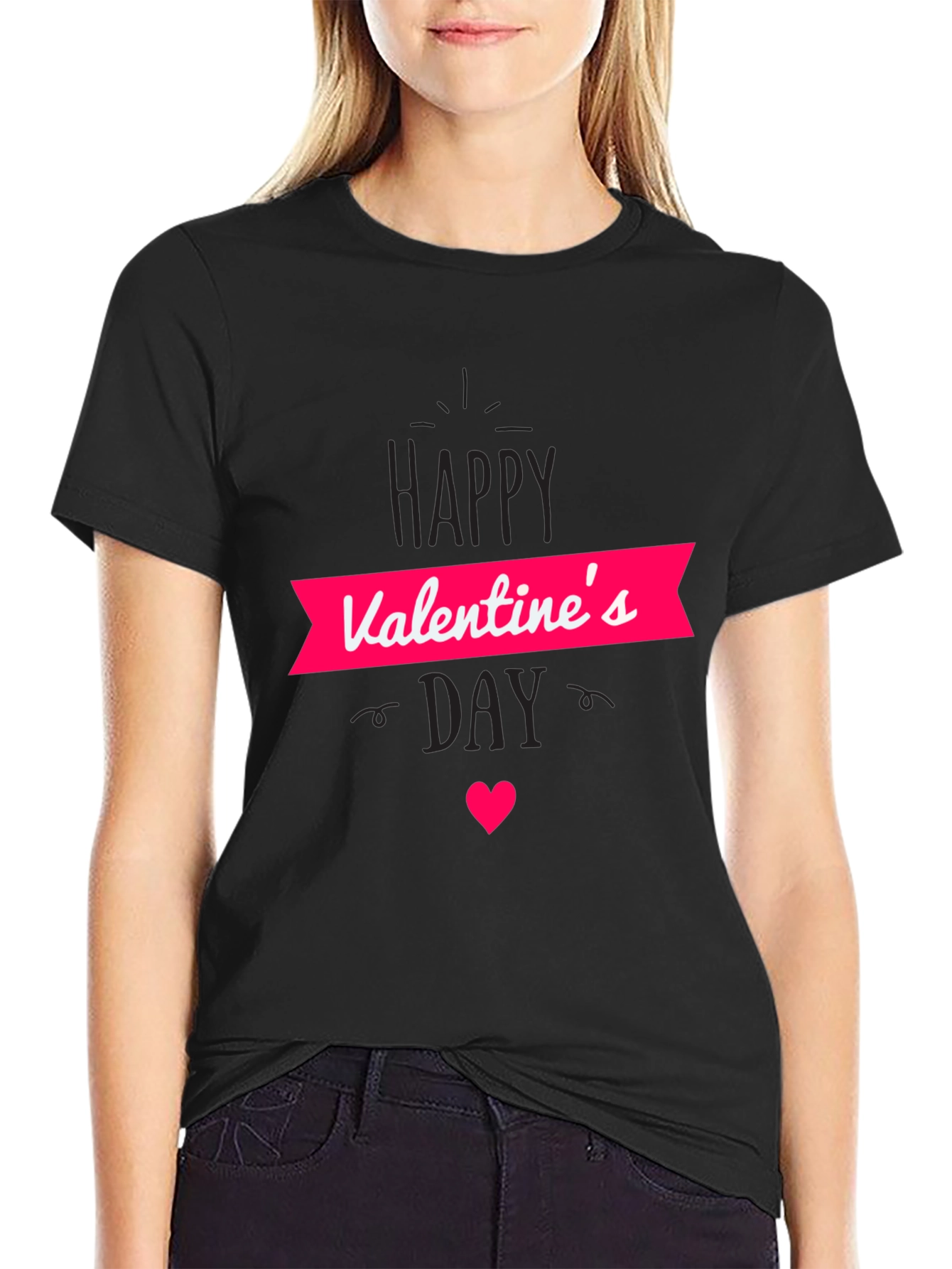 Valentines Day Graphic Black T-Shirt
