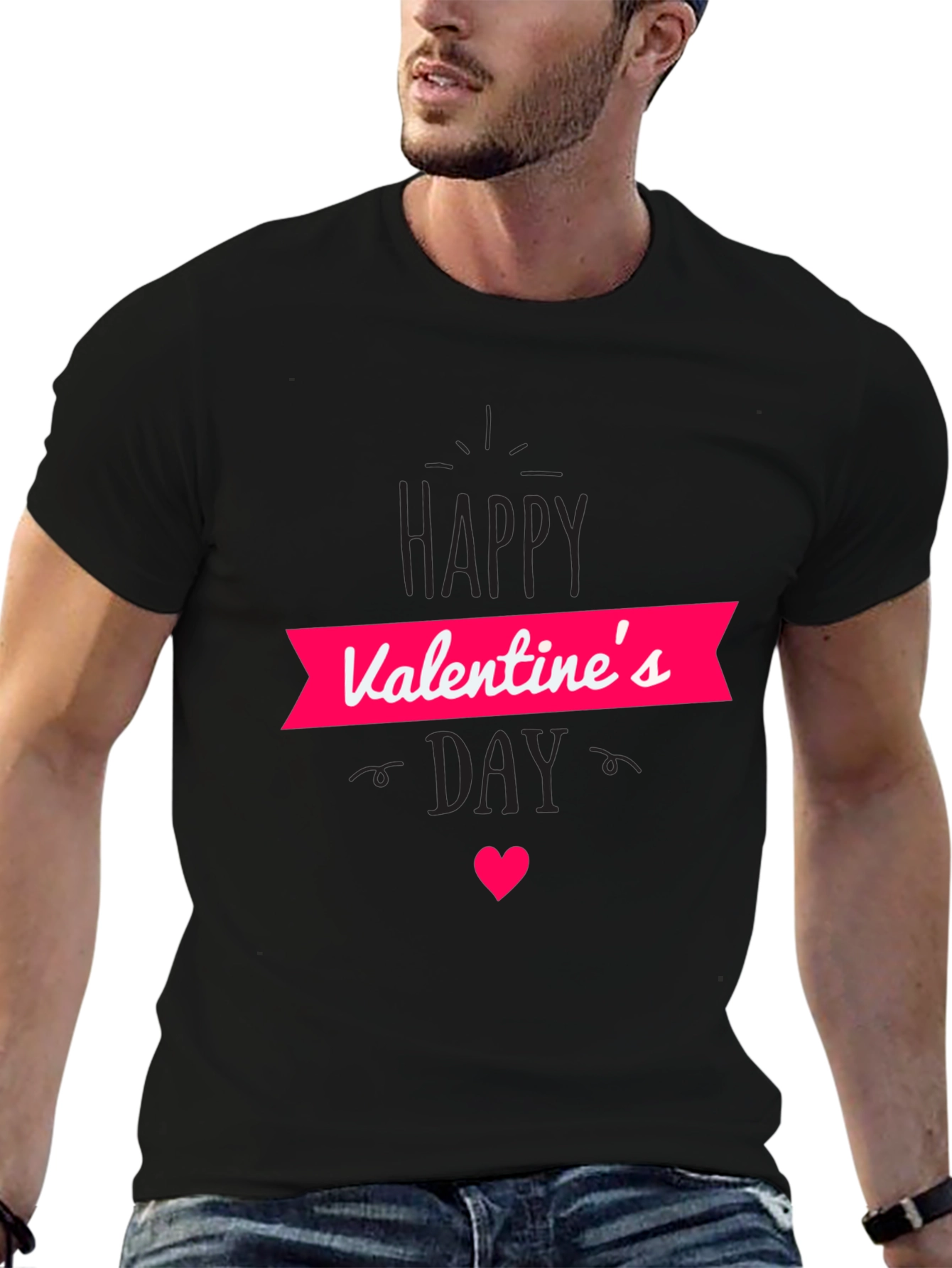 Valentines Day Graphic Black T-Shirt