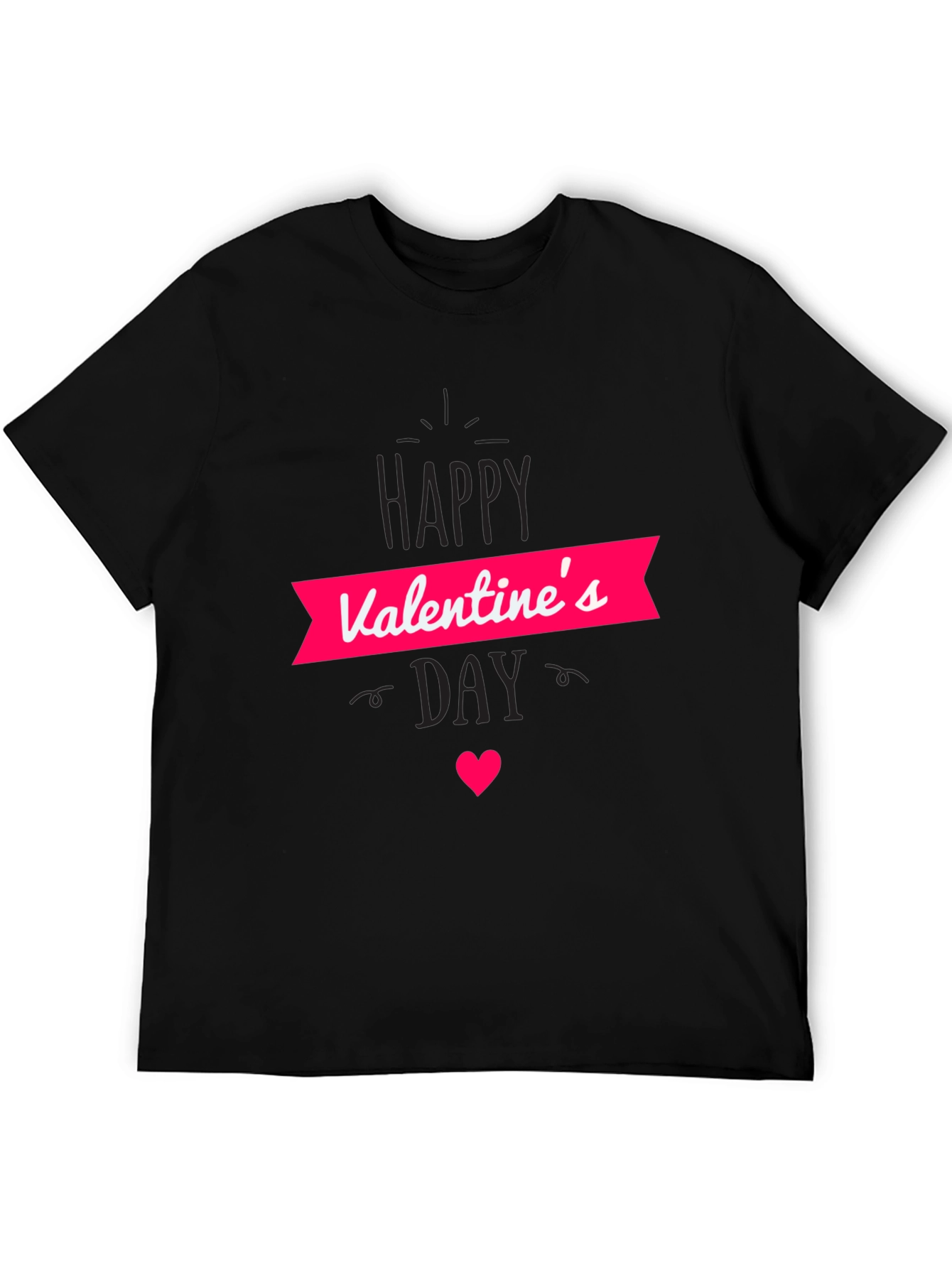 Valentines Day Graphic Black T-Shirt