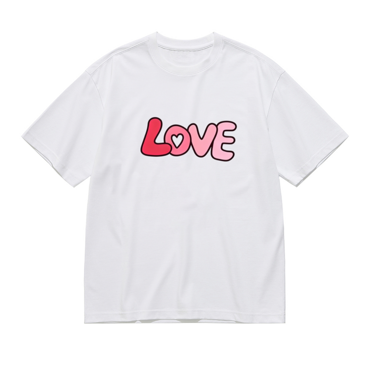 Gradient LOVE Bubble Letter Sweet Plus?Size Women Casual Short Tee