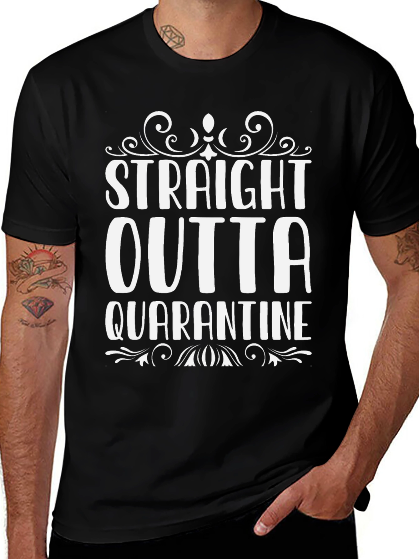 Straight Outta Quarantine Graphic Tee - Black