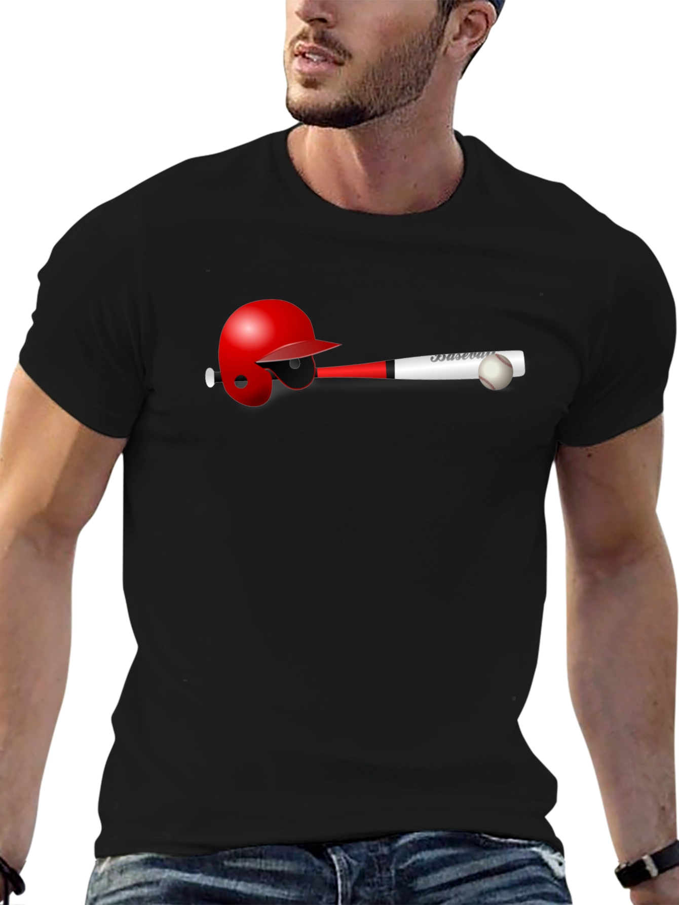 Baseball Helmet Bat and Ball T-Shirt