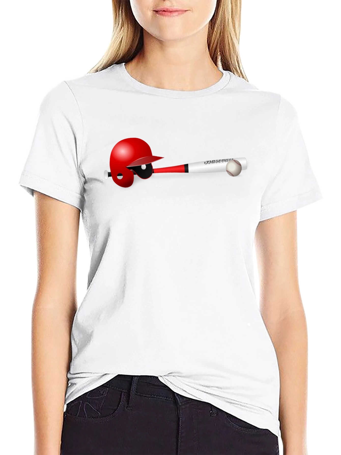 Baseball Helmet Bat and Ball T-Shirt
