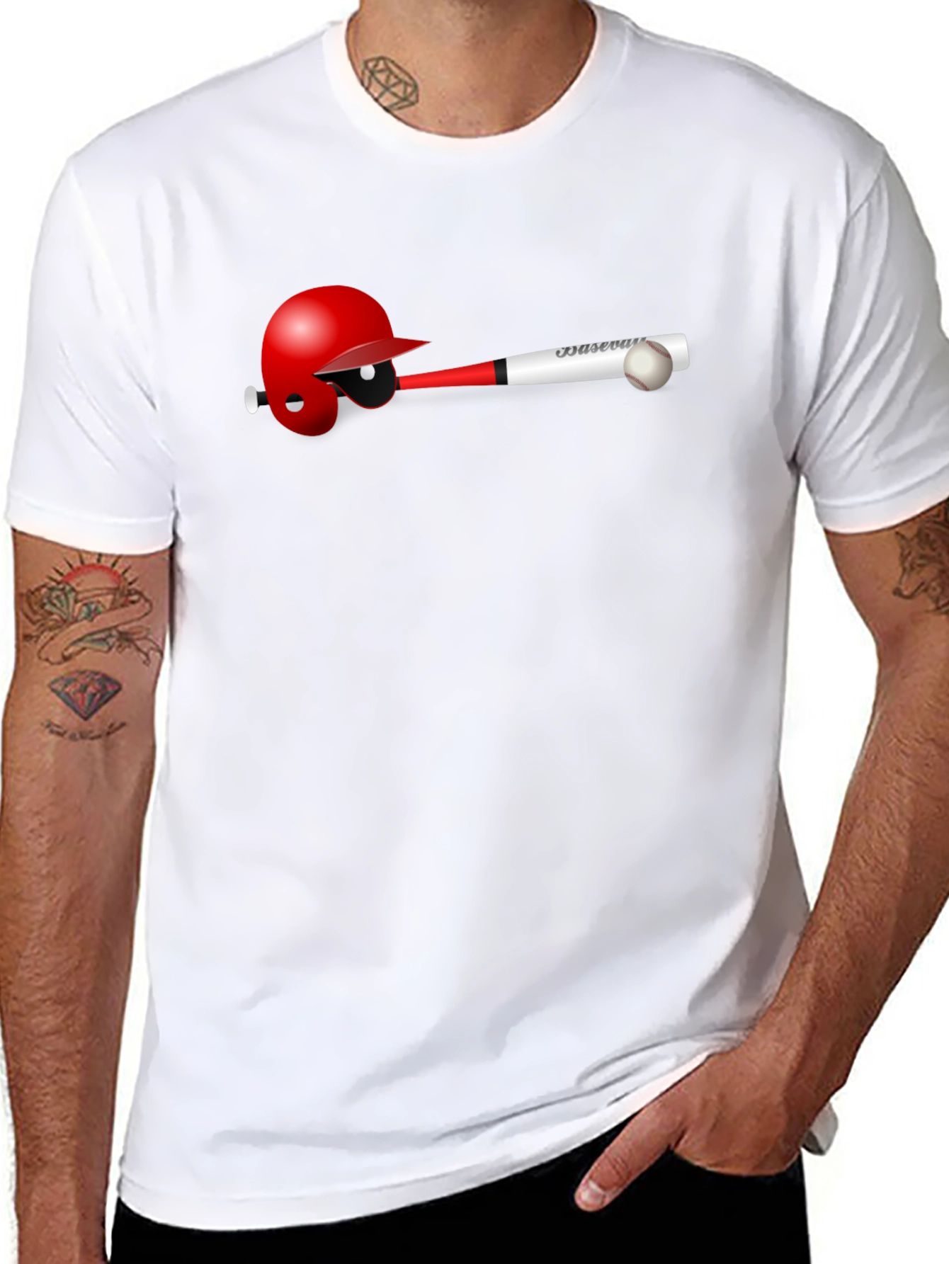 Baseball Helmet Bat and Ball T-Shirt