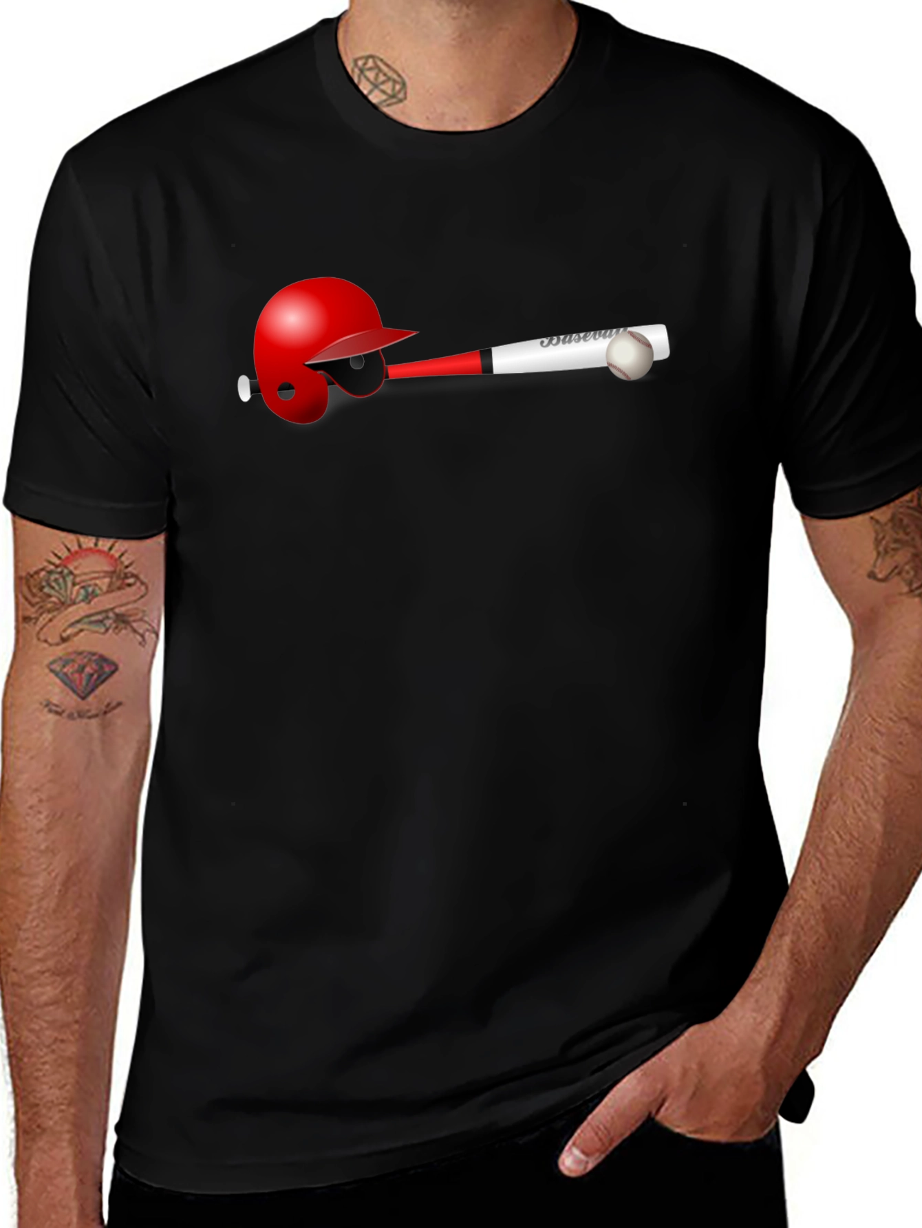 Baseball Helmet Bat and Ball T-Shirt