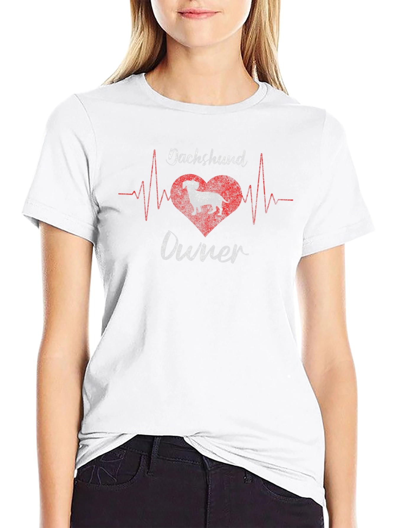 Dachshund Owner Heartbeat Graphic T-Shirt