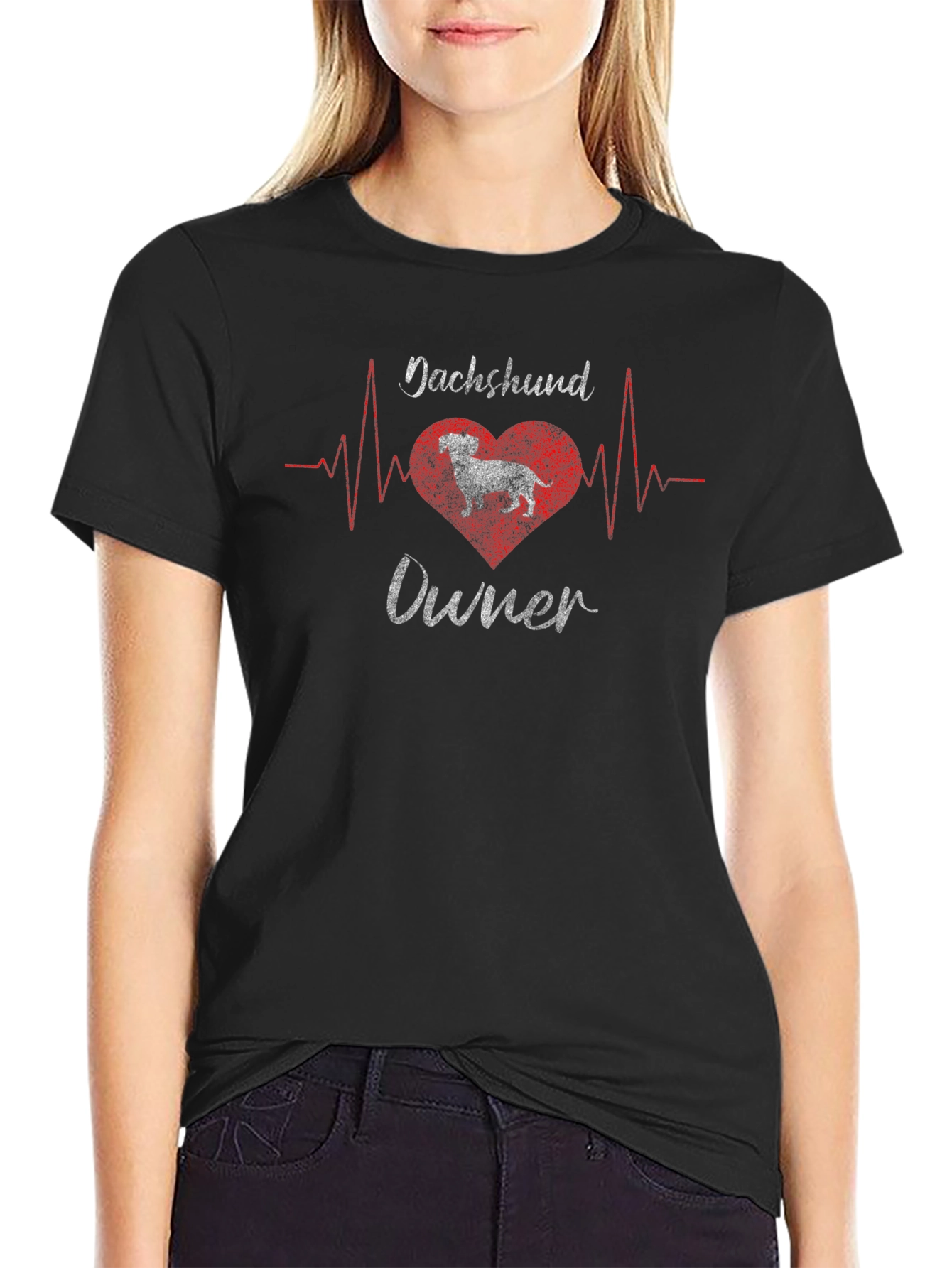 Dachshund Owner Heartbeat Graphic T-Shirt