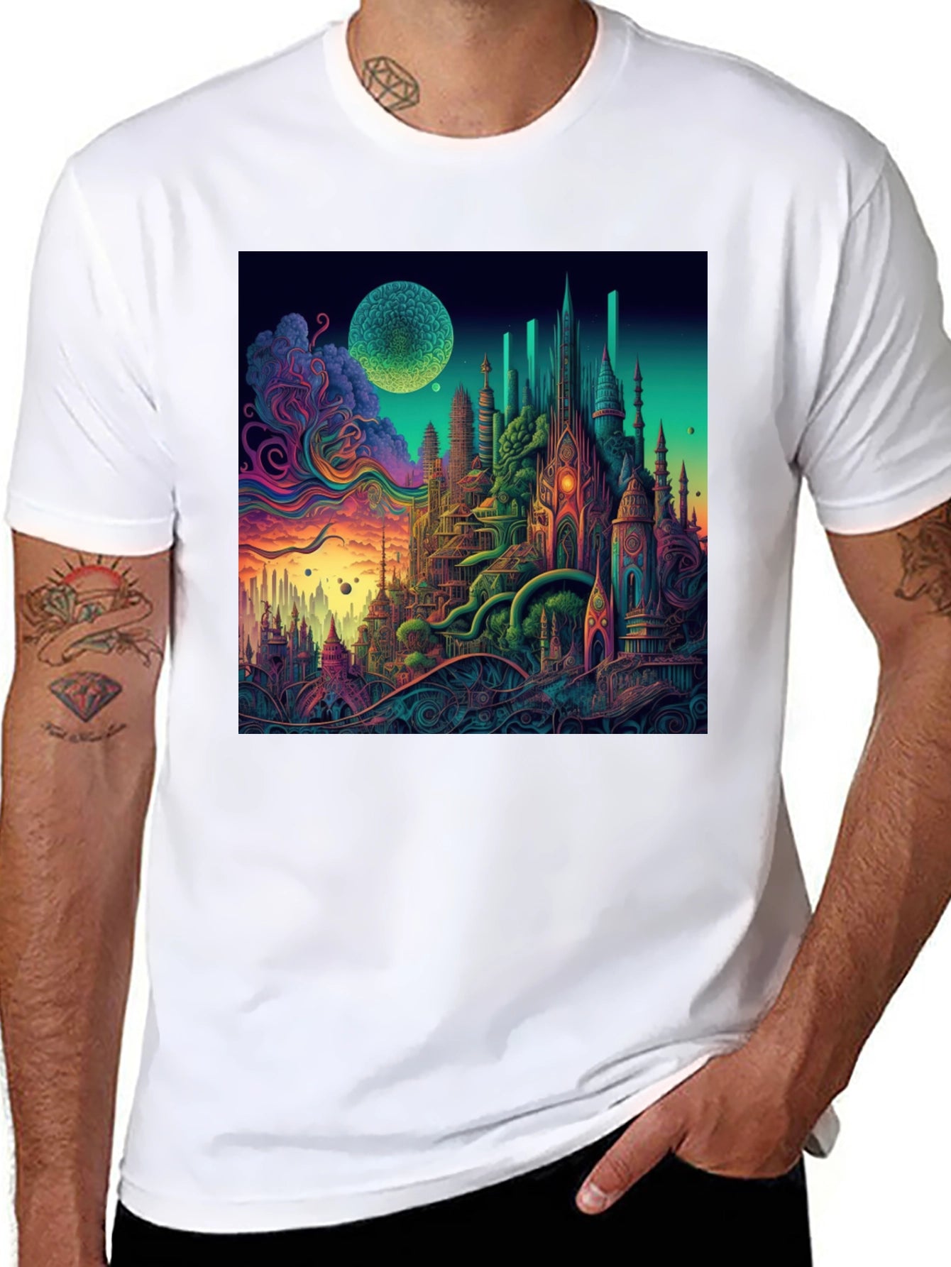 Psychedelic Cityscape Graphic Tee