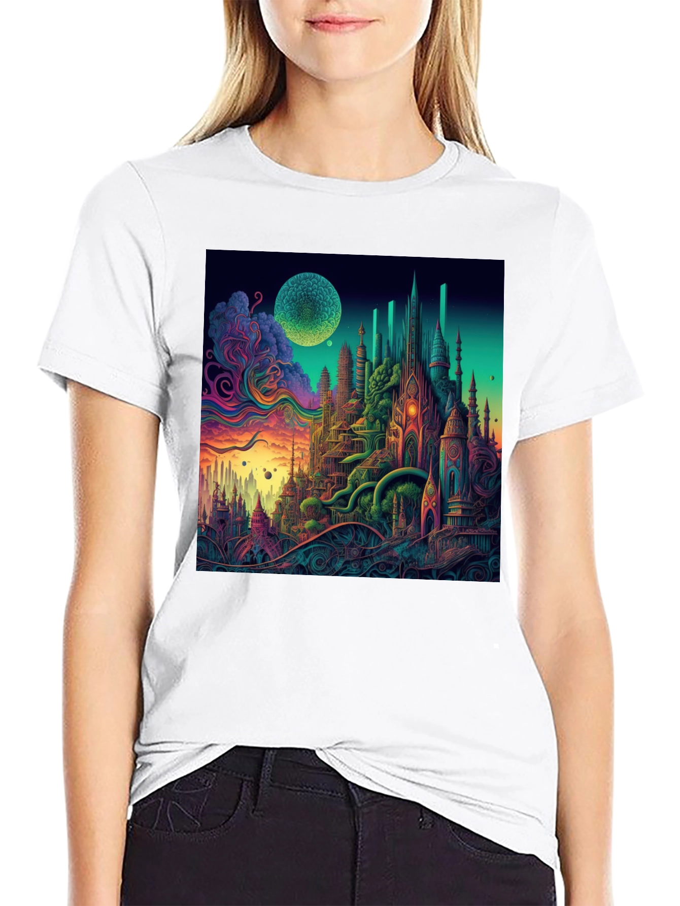 Psychedelic Cityscape Graphic Tee