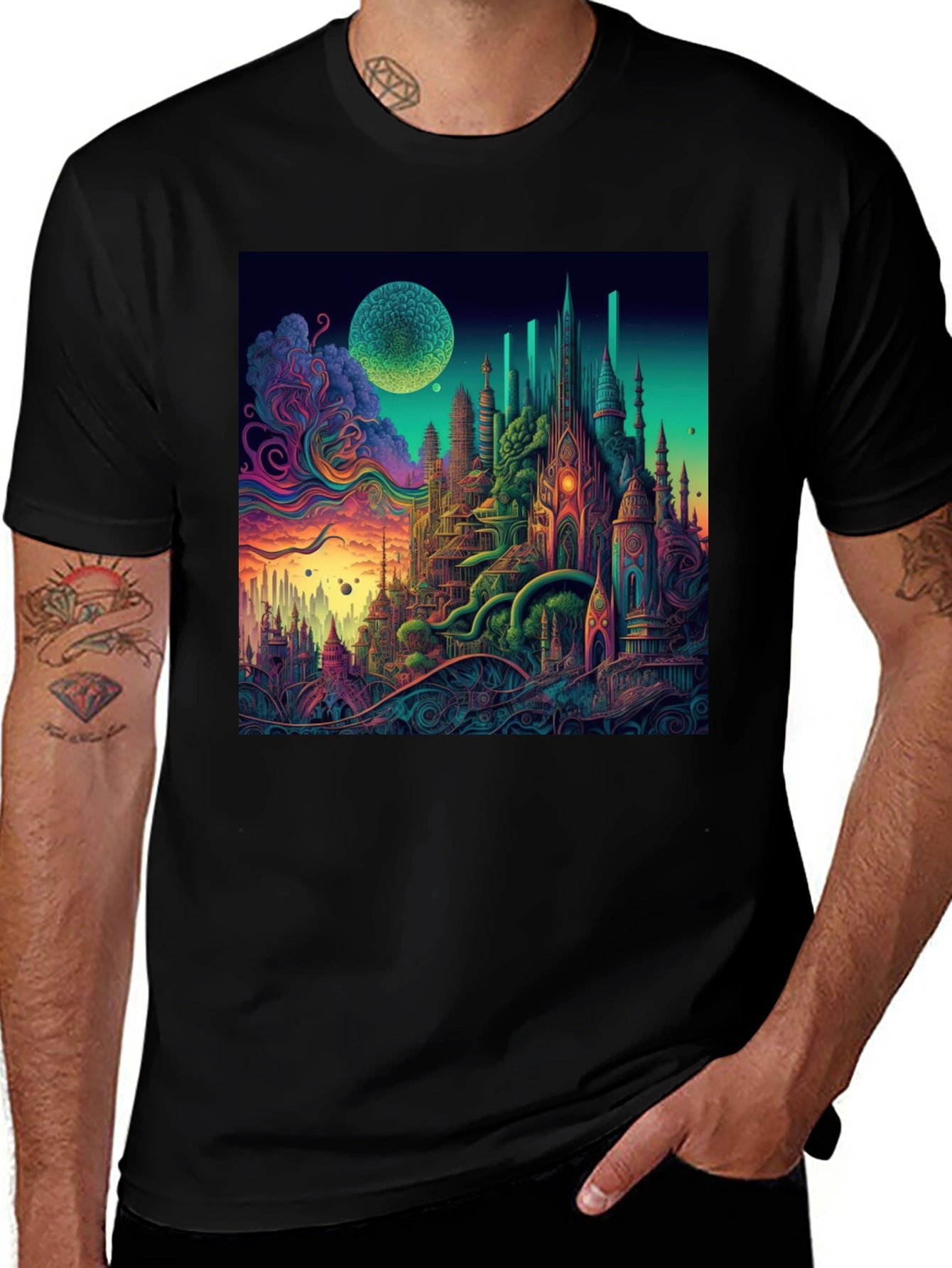 Psychedelic Cityscape Graphic Tee