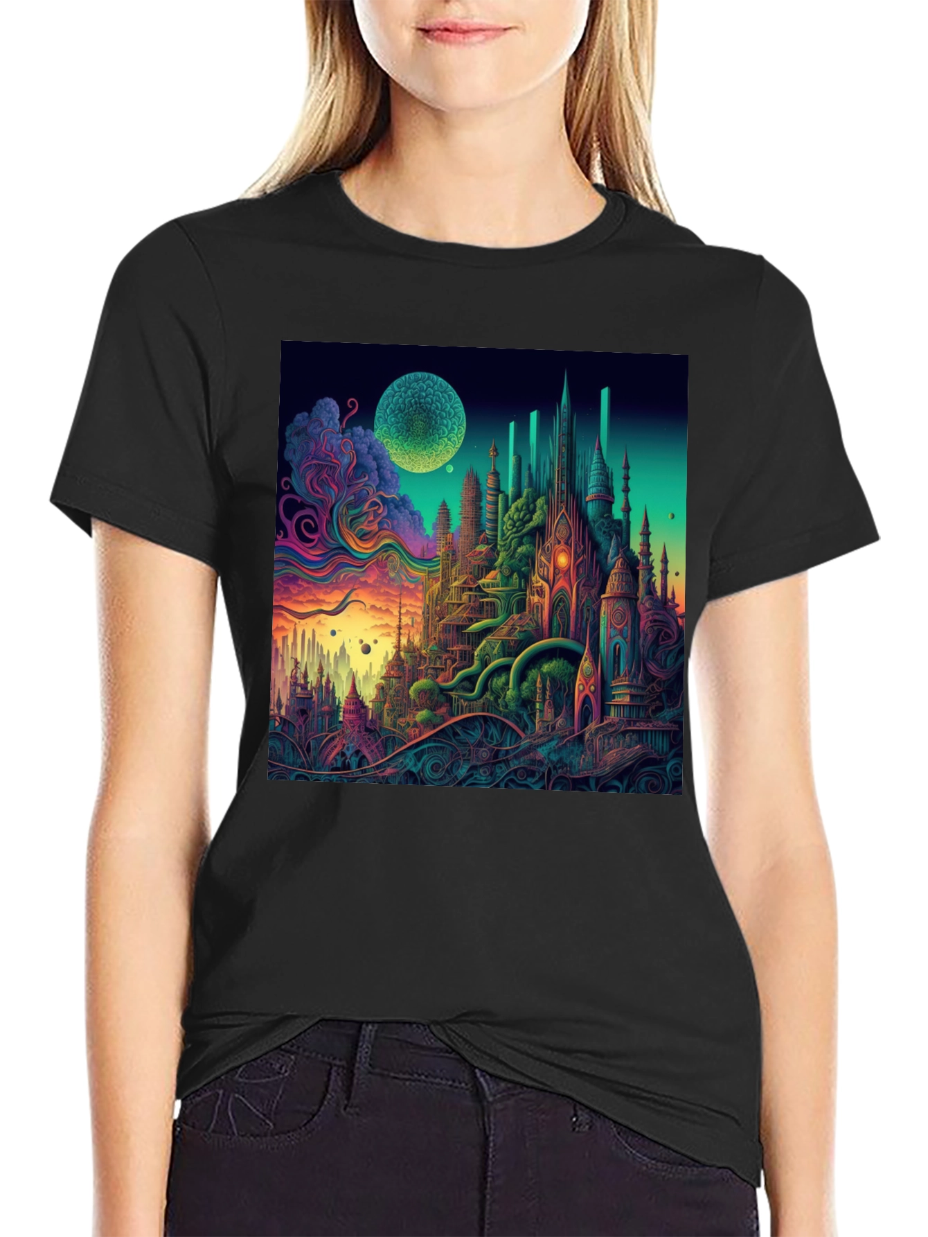 Psychedelic Cityscape Graphic Tee