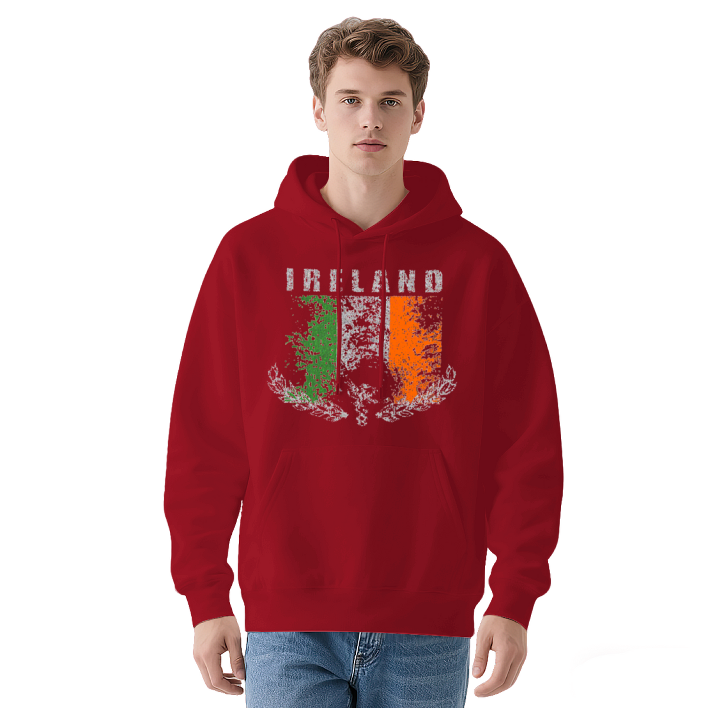 Vintage Distressed Ireland Flag Graphic Hoodie, Unisex Cozy National Sweatshirt